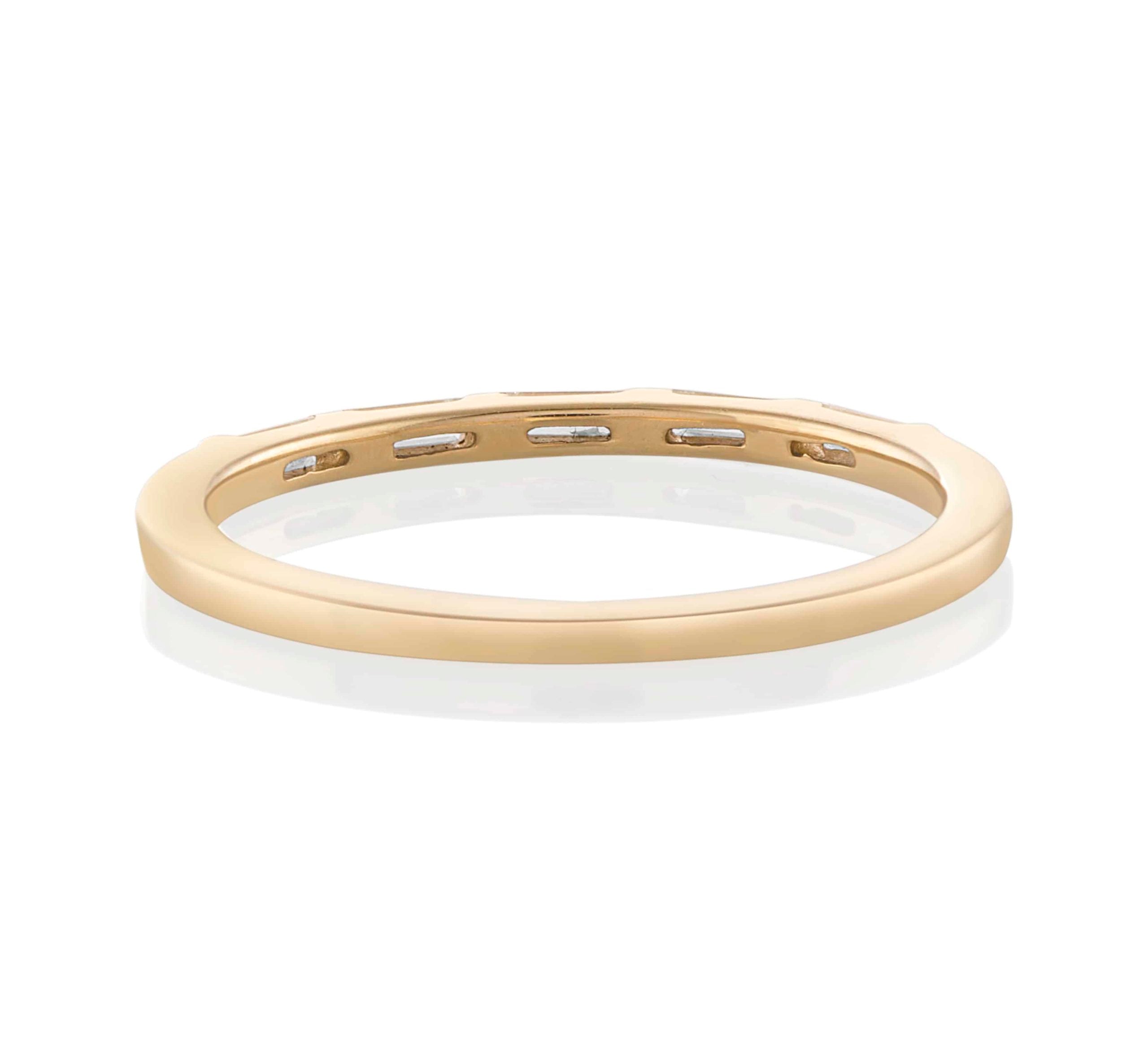 Vale Jewelry Fabiana Ring with White Diamond Baguettes in 14 Karat Yellow Gold Back View