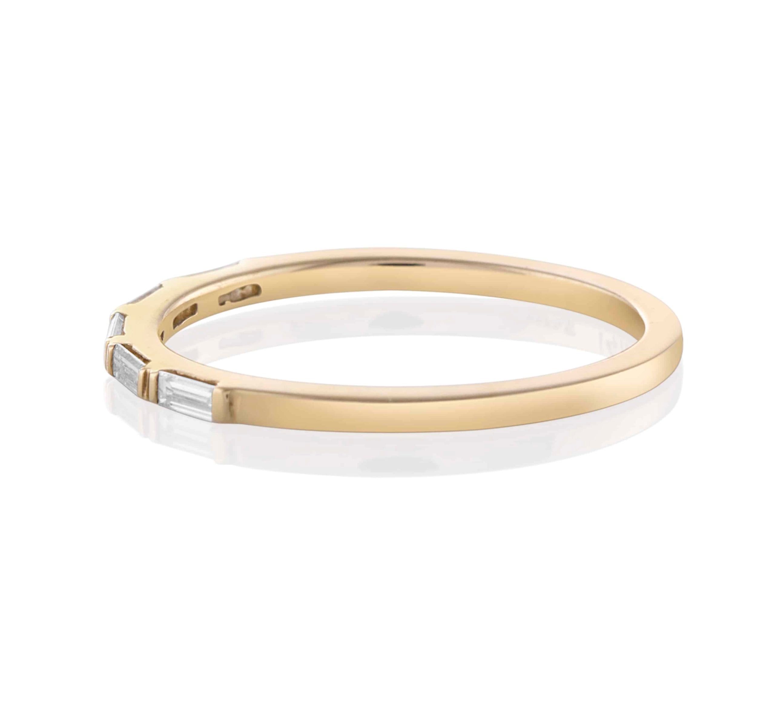 Vale Jewelry Fabiana Ring with White Diamond Baguettes in 14 Karat Yellow Gold Side View