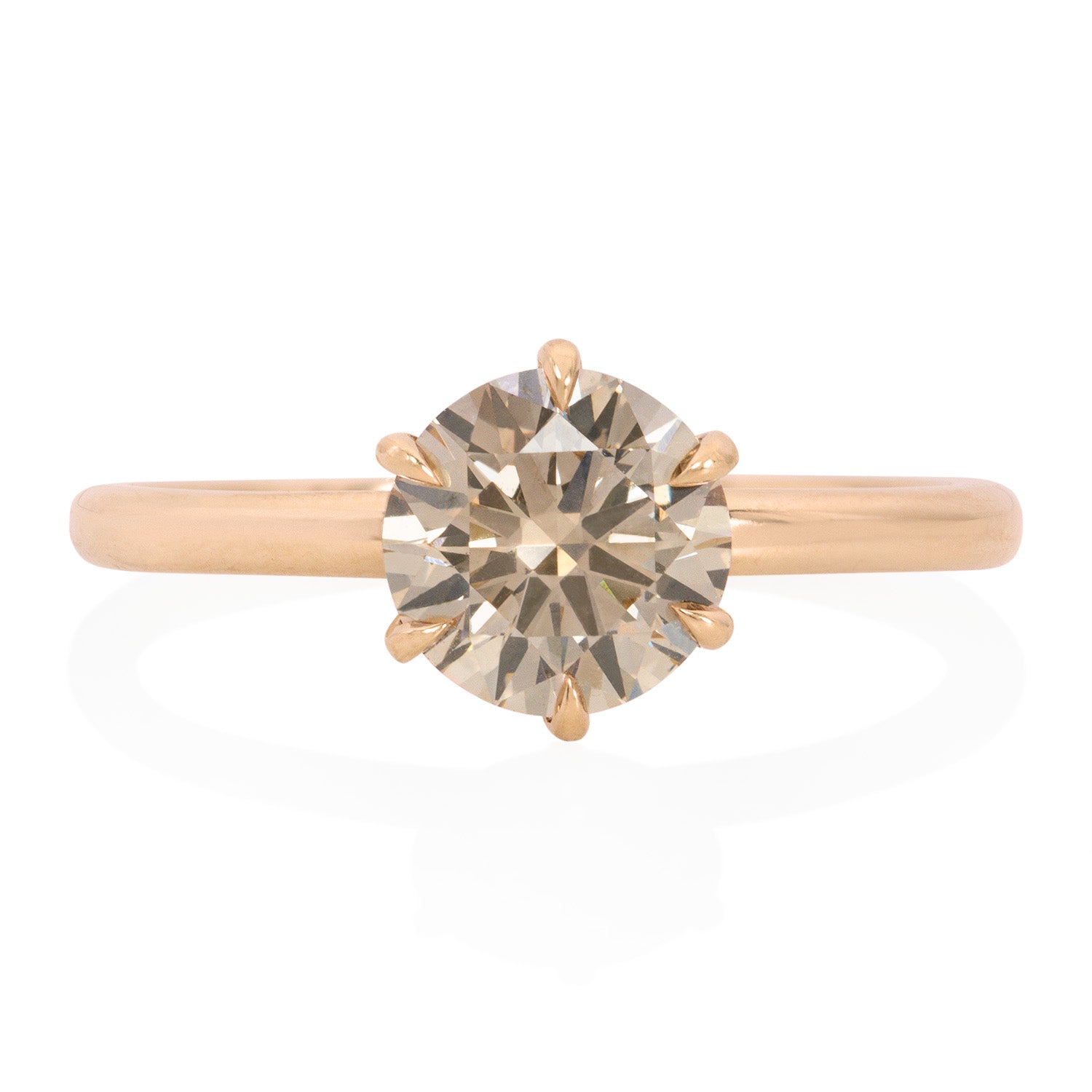 Vale Jewelry Gabrielle Champagne Diamond Solitaire Ring Rose Gold Front View