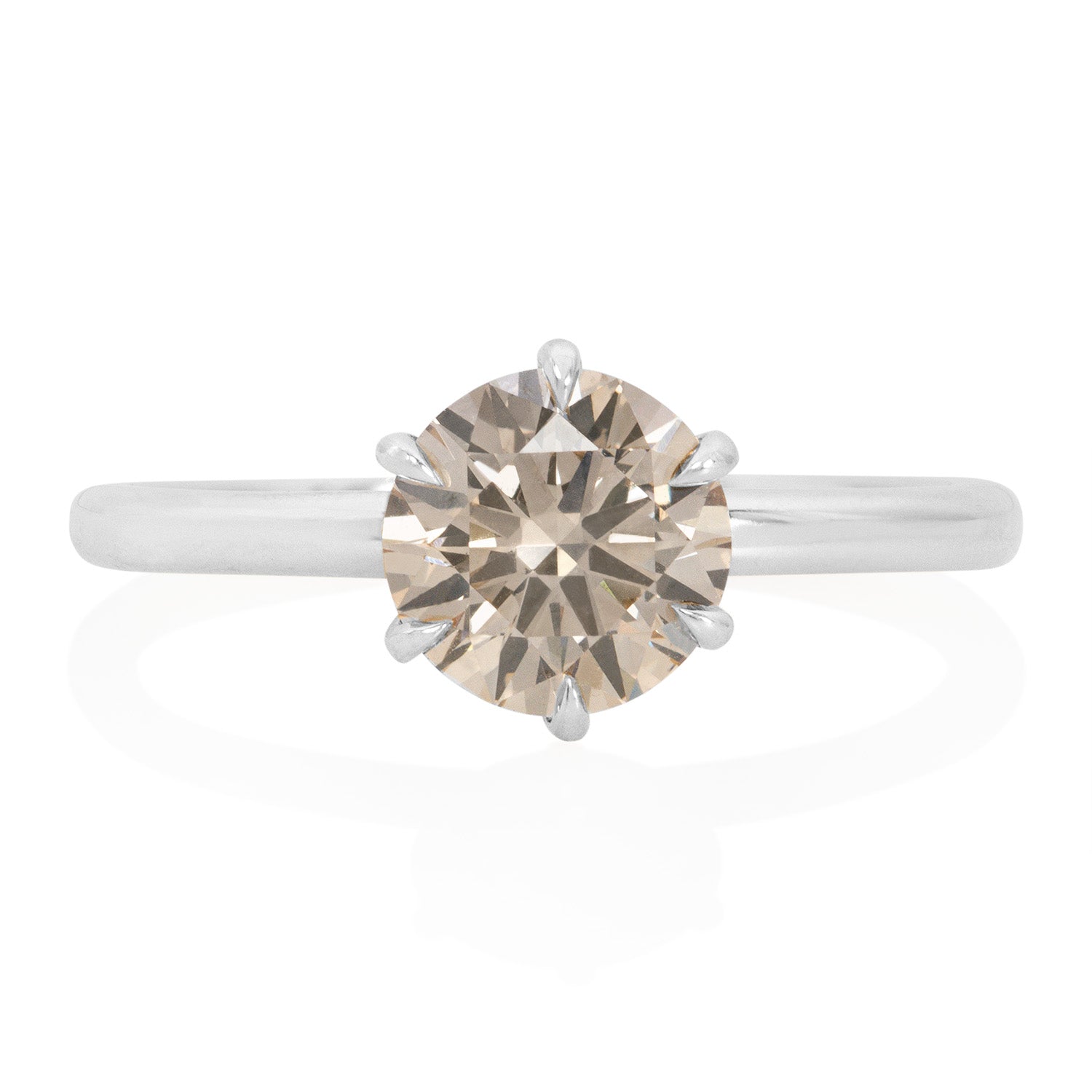 Vale Jewelry Gabrielle Champagne Diamond Solitaire Ring White Gold Front View