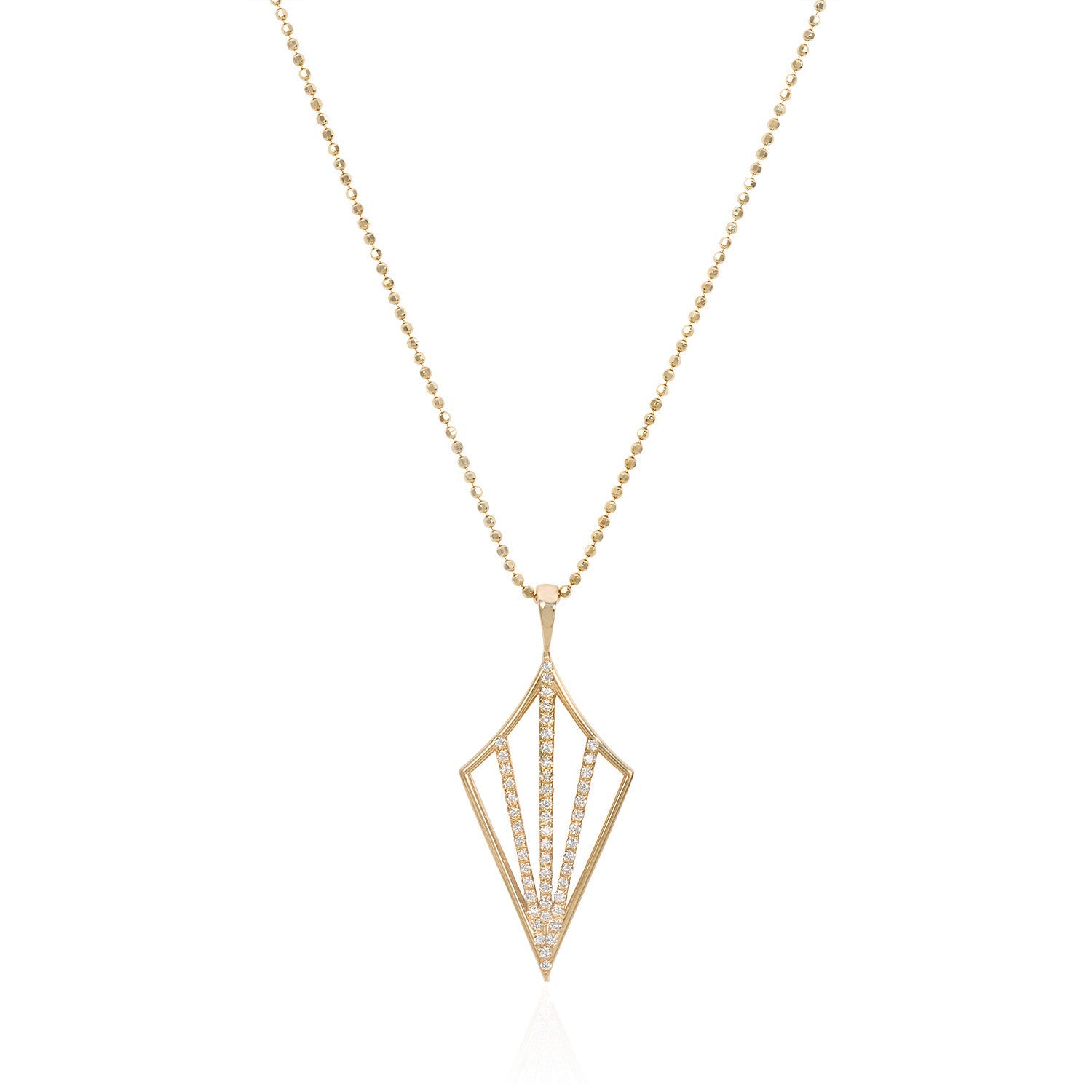 Vale Jewelry Golden Hour Necklace with White Diamond Pave on Faceted Bead Chain in 14 Karat Yellow Gold Close Up