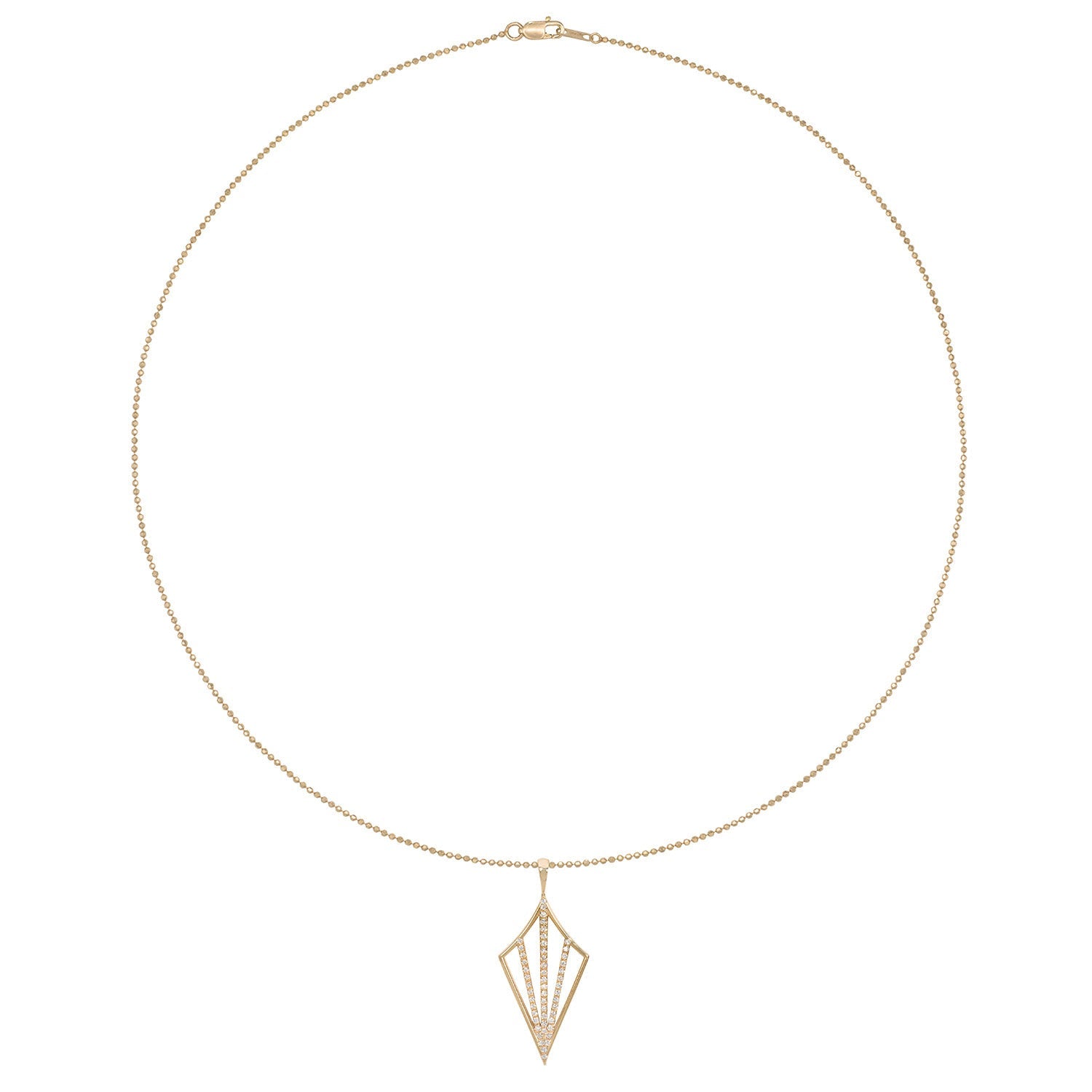 Vale Jewelry Golden Hour Necklace with White Diamond Pave on Faceted Bead Chain Necklace in 14 Karat Yellow Gold Full Circle