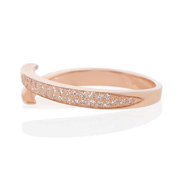 Vale Jewelry Lazarus Ring with White Diamond Pave in 14 Karat Rose Gold Side View