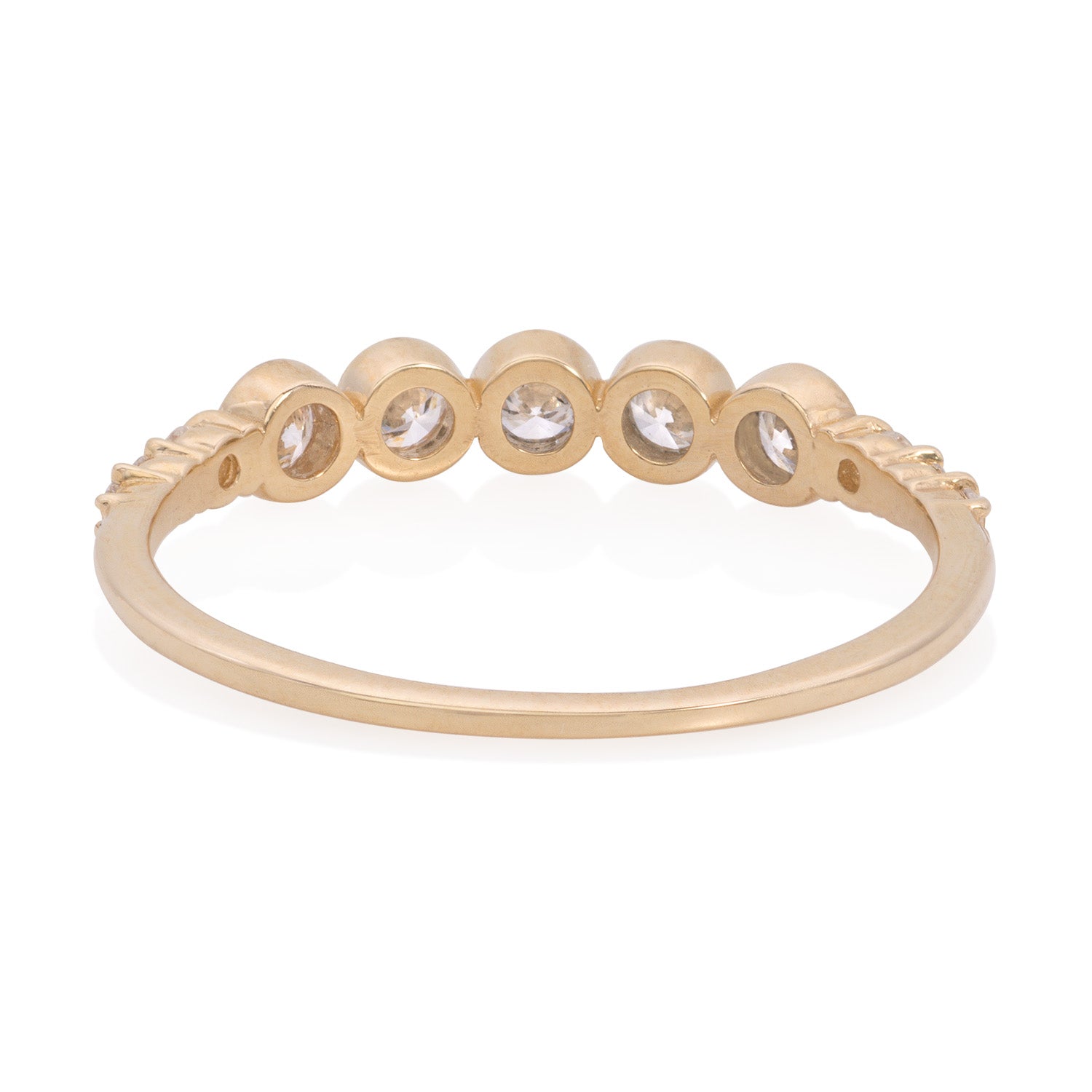 Vale Jewelry Leila Ring with White Diamonds Yellow Gold Back View