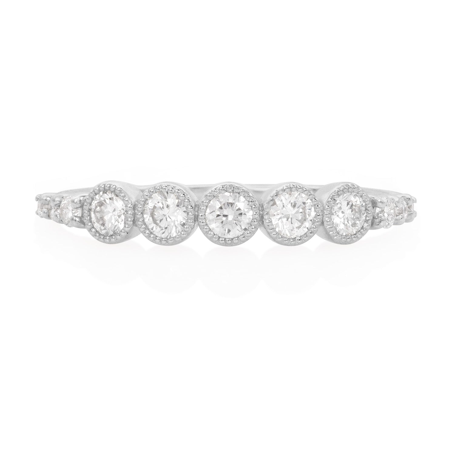 Vale Jewelry Leila Ring with White Diamonds White Gold Front View