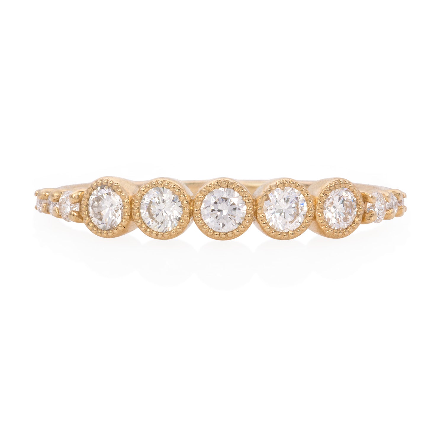 Vale Jewelry Leila Ring with White Diamonds Yellow Gold Front View
