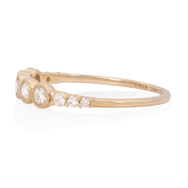 Vale Jewelry Leila Ring with White Diamonds Yellow Gold Side View