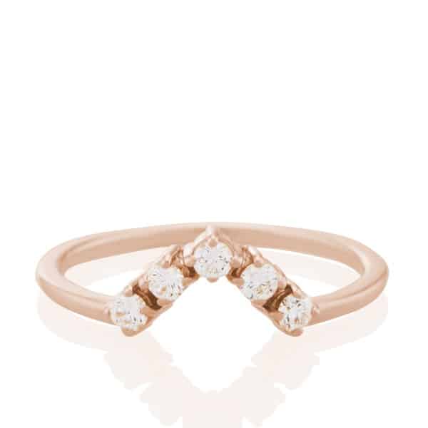 Vale Jewelry Livia Ring with White Diamonds in 14 Karat Rose Gold Top View