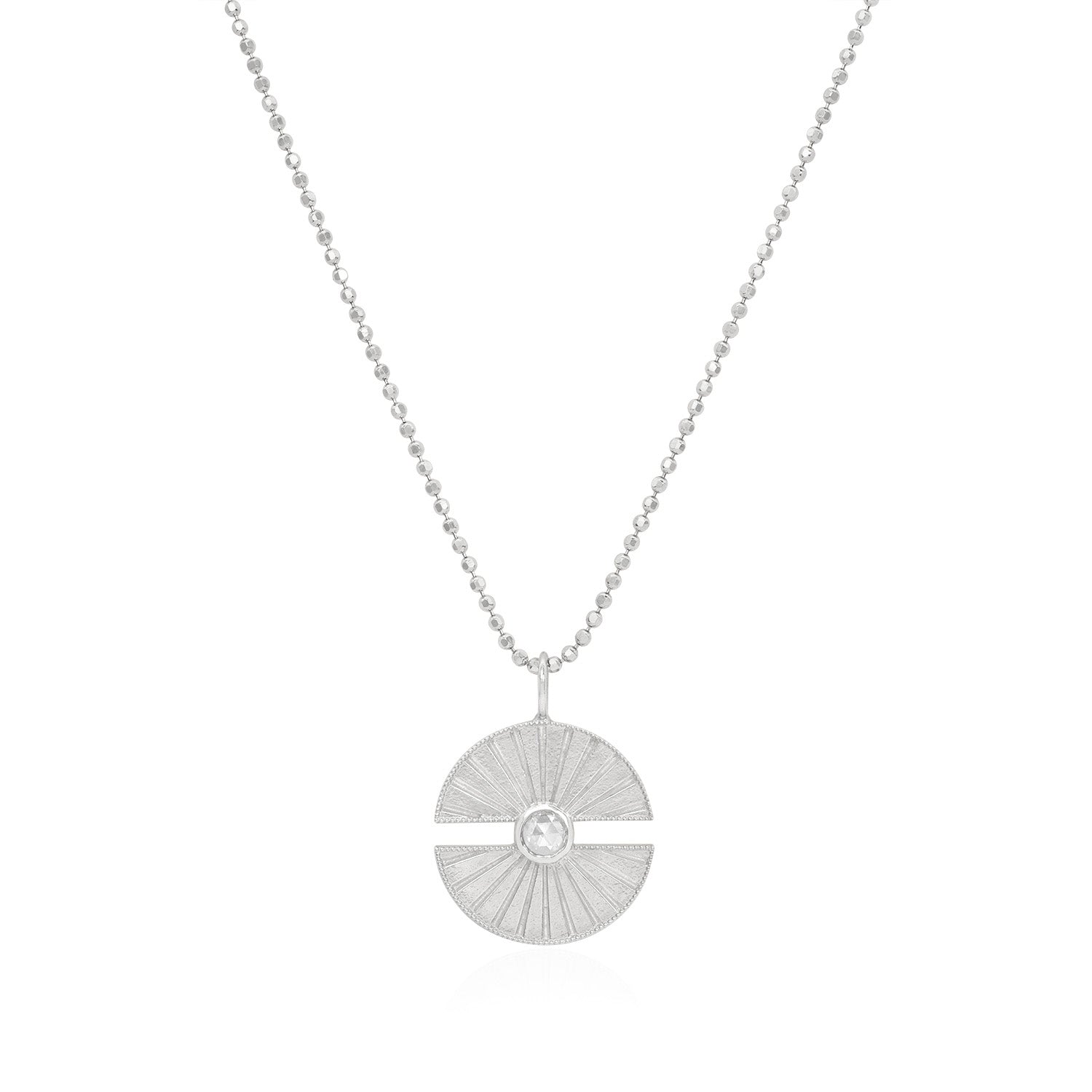 Vale Jewelry Luce Amulet on Faceted Bead Chain 14K White Gold Close-Up