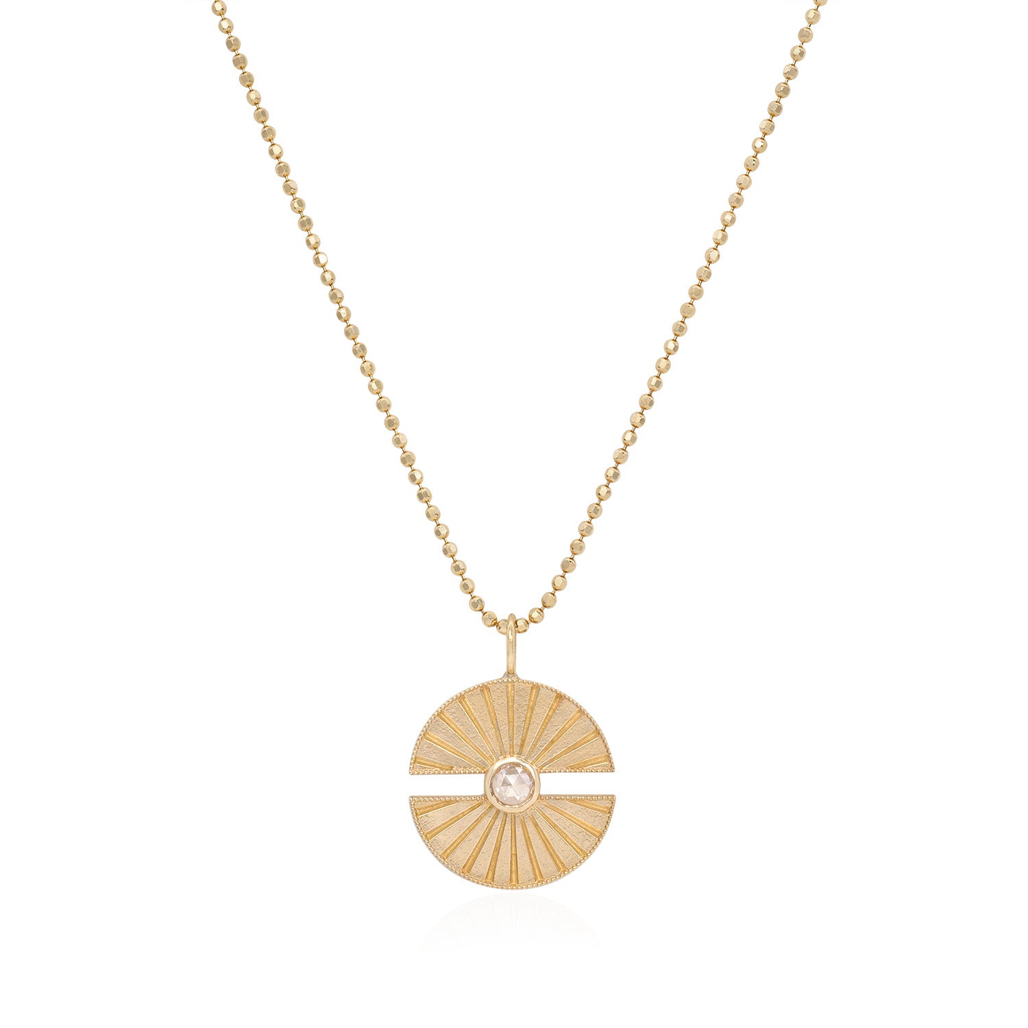 Vale Jewelry Luce Amulet on Faceted Bead Chain 14K Yellow Gold Close-Up