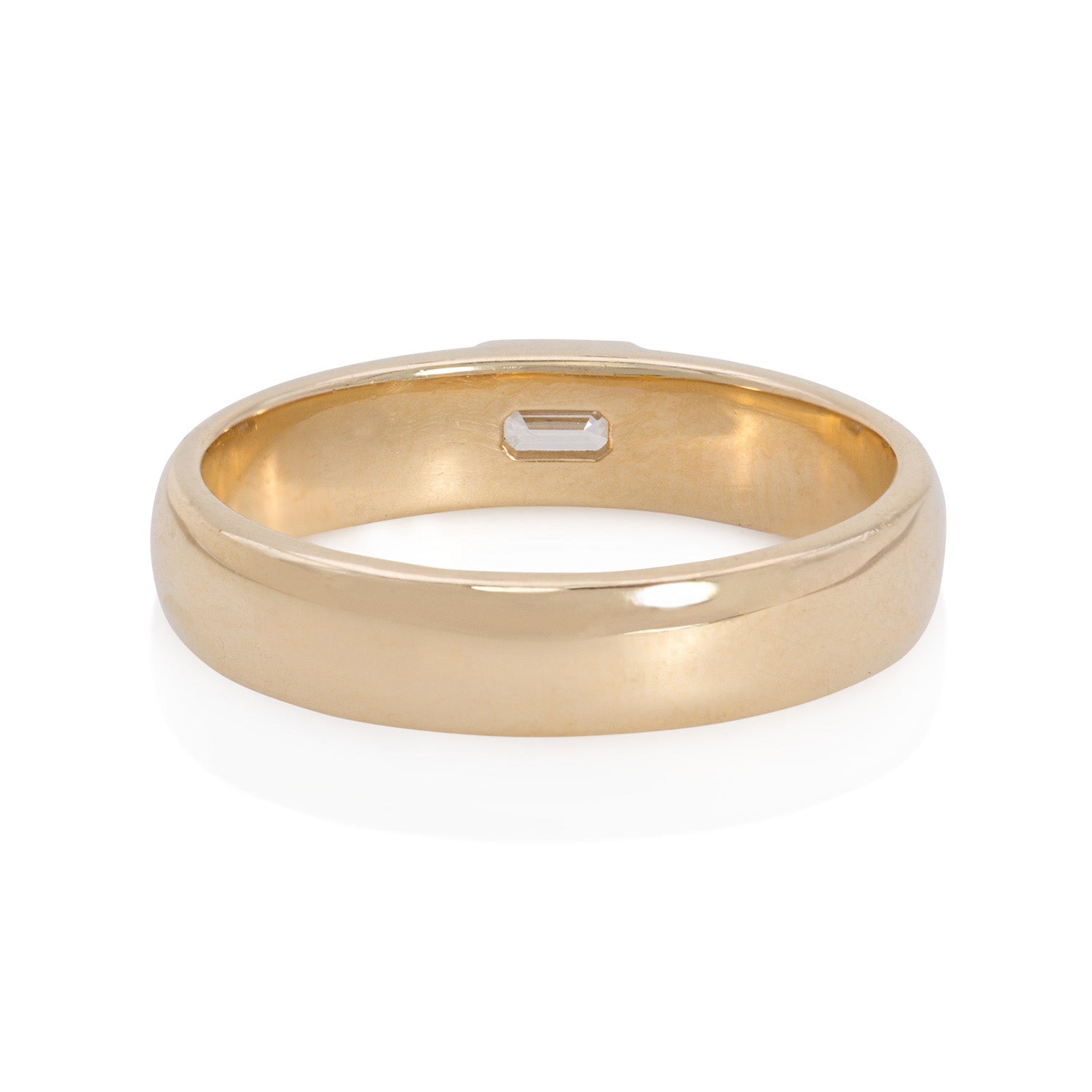 Vale Jewelry Mariana Ring with White Emerald Cut Diamond in 14 Karat Yellow Gold Back View