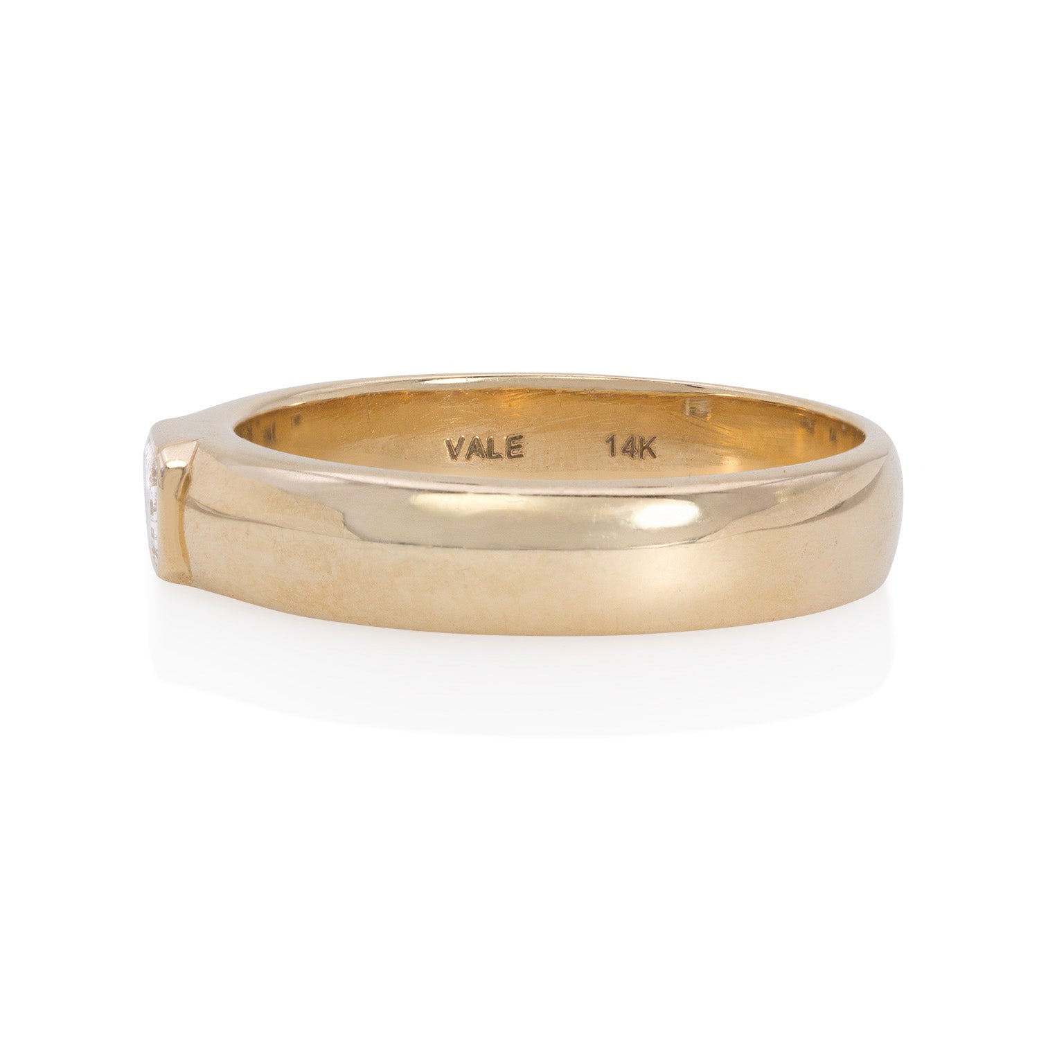Vale Jewelry Mariana Ring with White Emerald Cut Diamond in 14 Karat Yellow Gold Side View