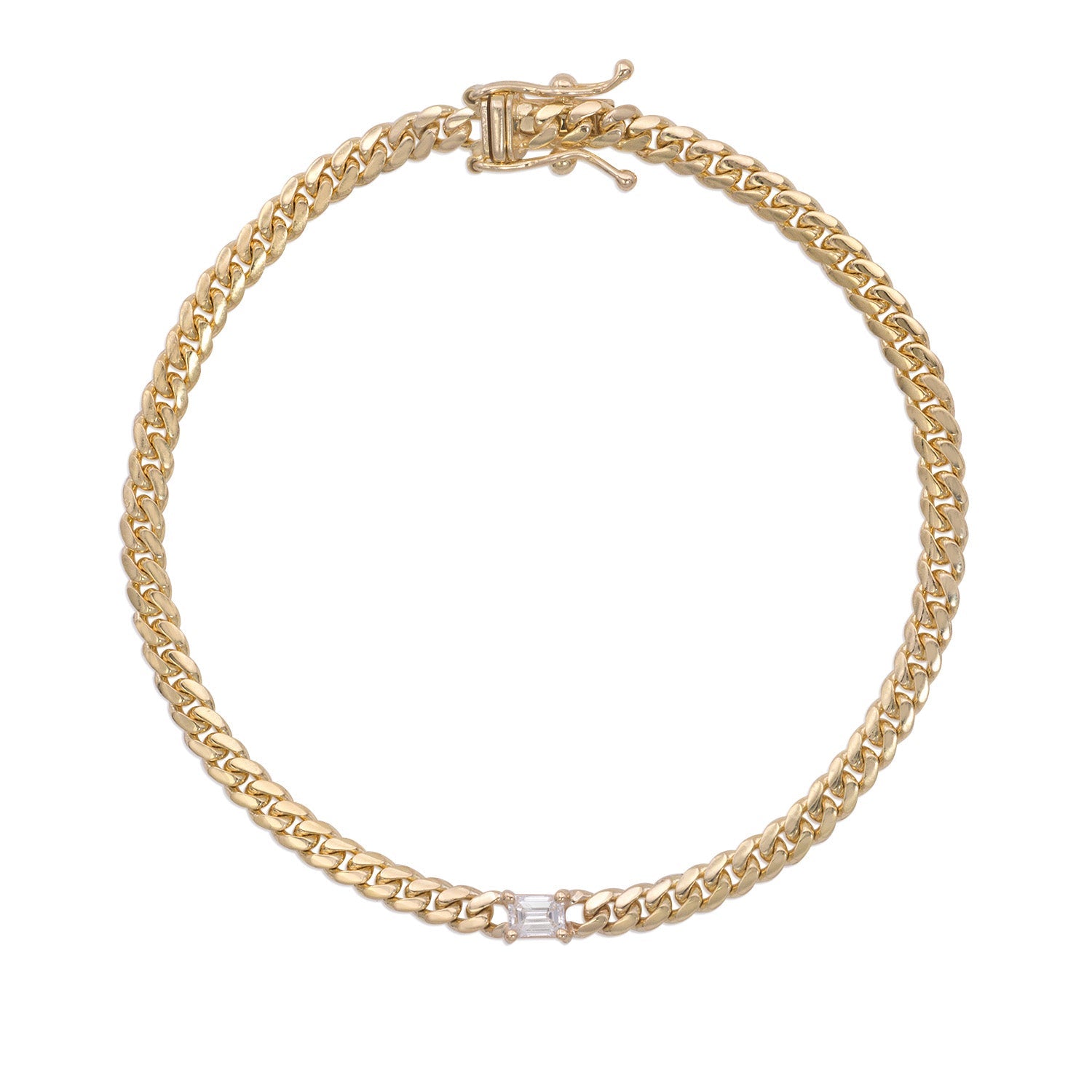  Solid Gold Curb Chain Bracelet 14K Yellow Gold 3mm Wide by 7  Long