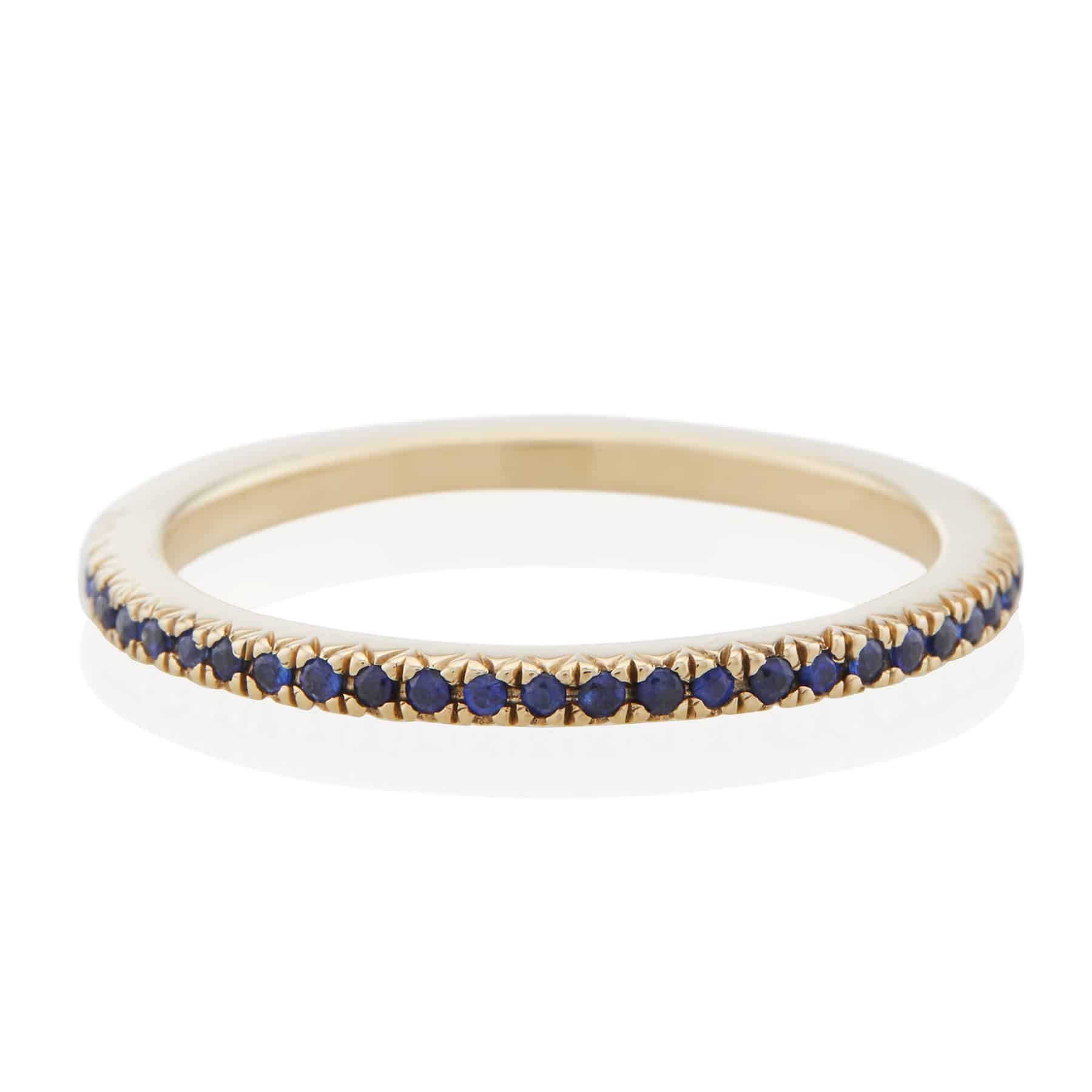 Vale Jewelry Midnight Pave Band with Blue Sapphires in 14 Karat Yellow Gold Front View