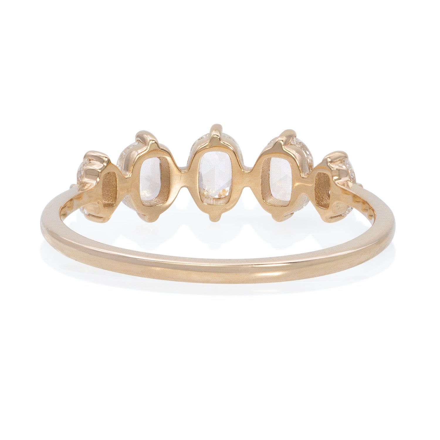 Vale Jewelry Nadine Ring with Oval White Rose Cut Diamonds in 14 Karat Yellow Gold Back View