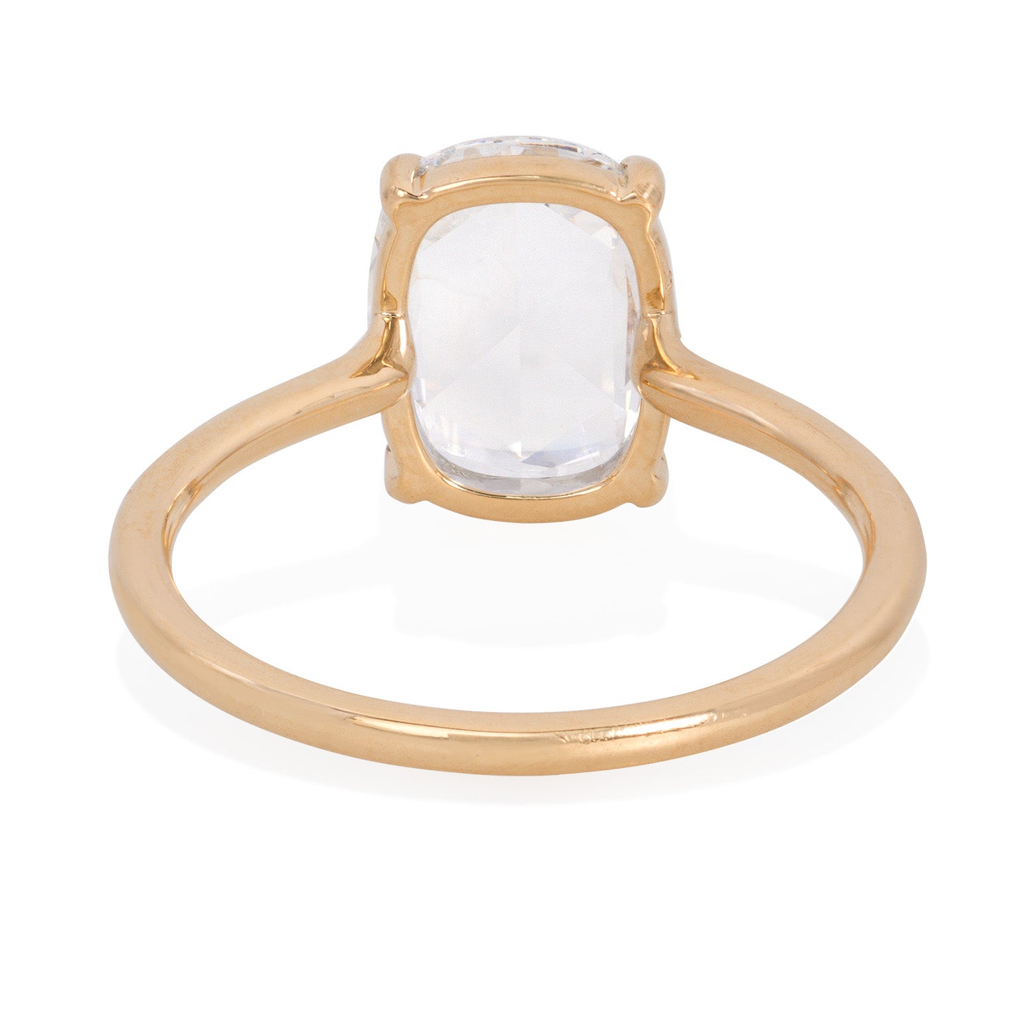 Vale Jewelry - OOAK 1.55 Carat Elongated Cushion Rose Cut Diamond Solitaire Ring 18K Yellow Gold Back View