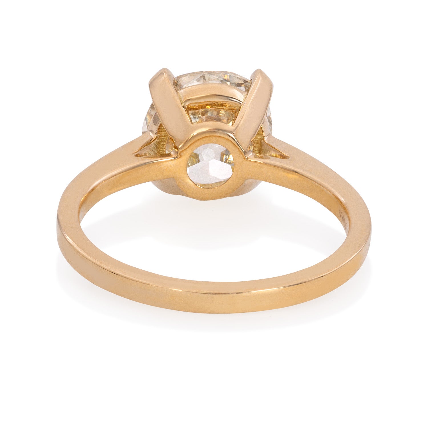 Vale Jewelry OOAK 3.12 Carat Old European Diamond Ring Yellow Gold Back View