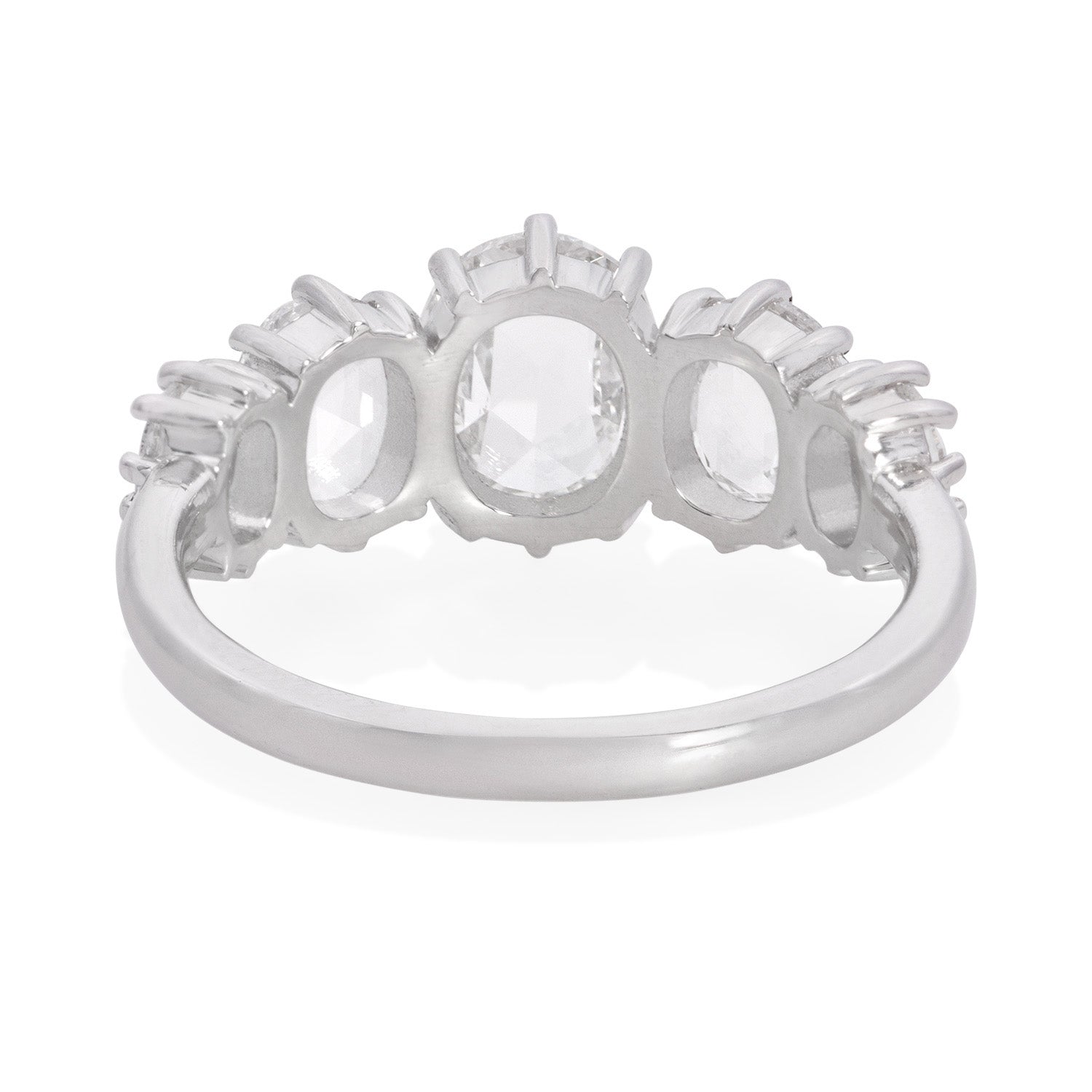 Vale Jewelry OOAK 5 Oval Rose Cut Diamond Ring Platinum Back View