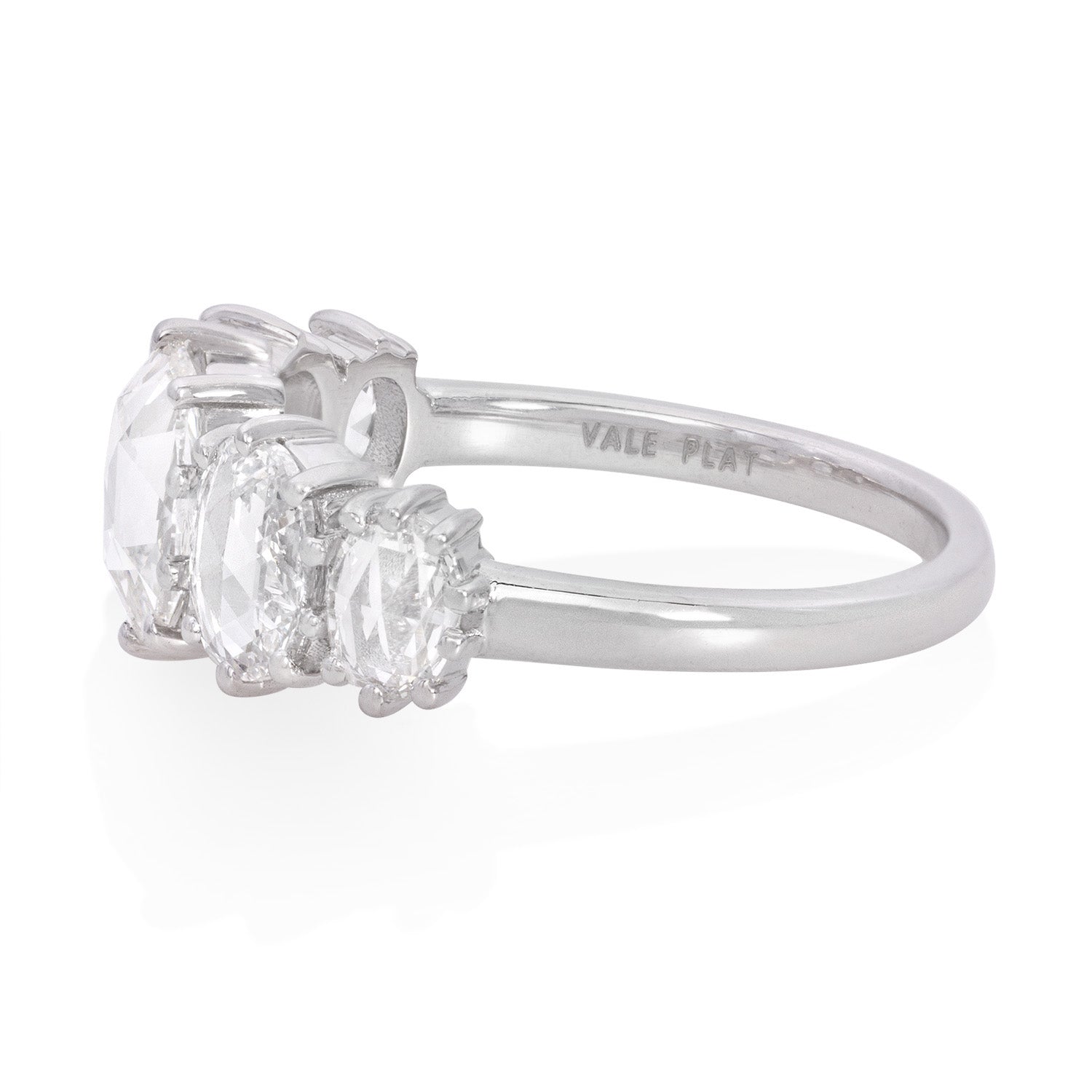 Vale Jewelry OOAK 5 Oval Rose Cut Diamond Ring Platinum Side View