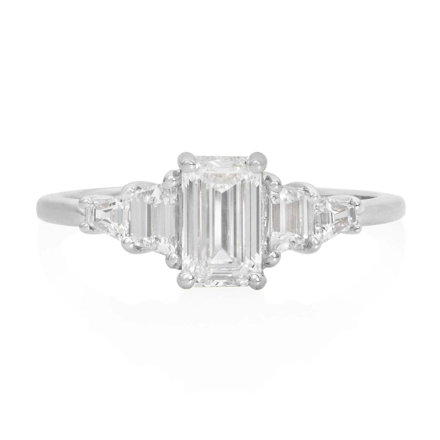 Vale Jewelry OOAK 5-Stone Emerald Cut Diamond Ring White Gold Front View