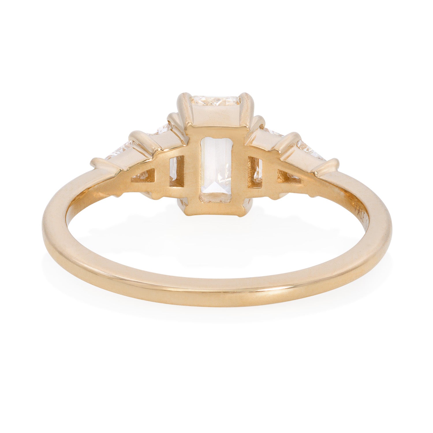 Vale Jewelry OOAK 5-Stone Emerald Cut Diamond Ring Yellow Gold Back View