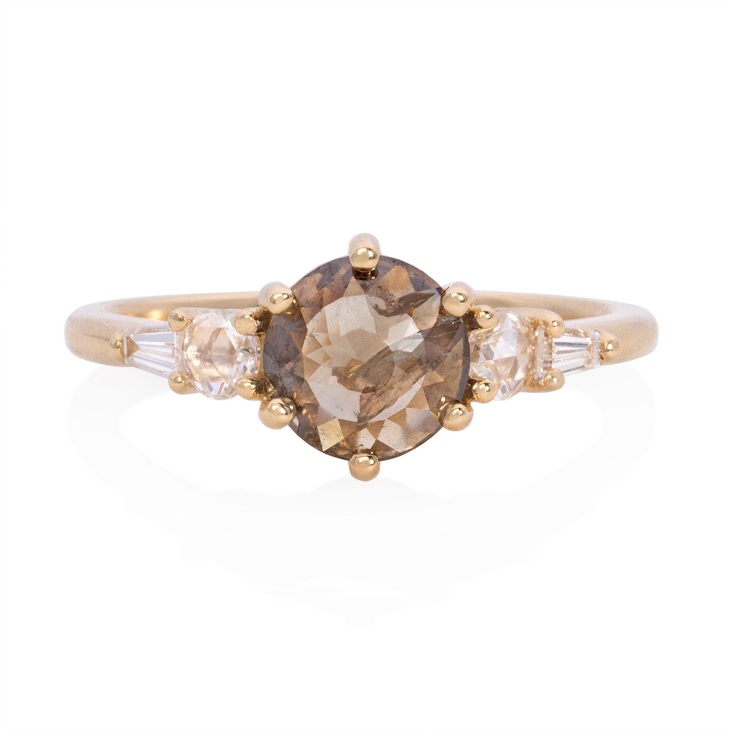 Vale Jewelry OOAK Amour Fou Brown Sugar Diamond Ring Yellow Gold Front View