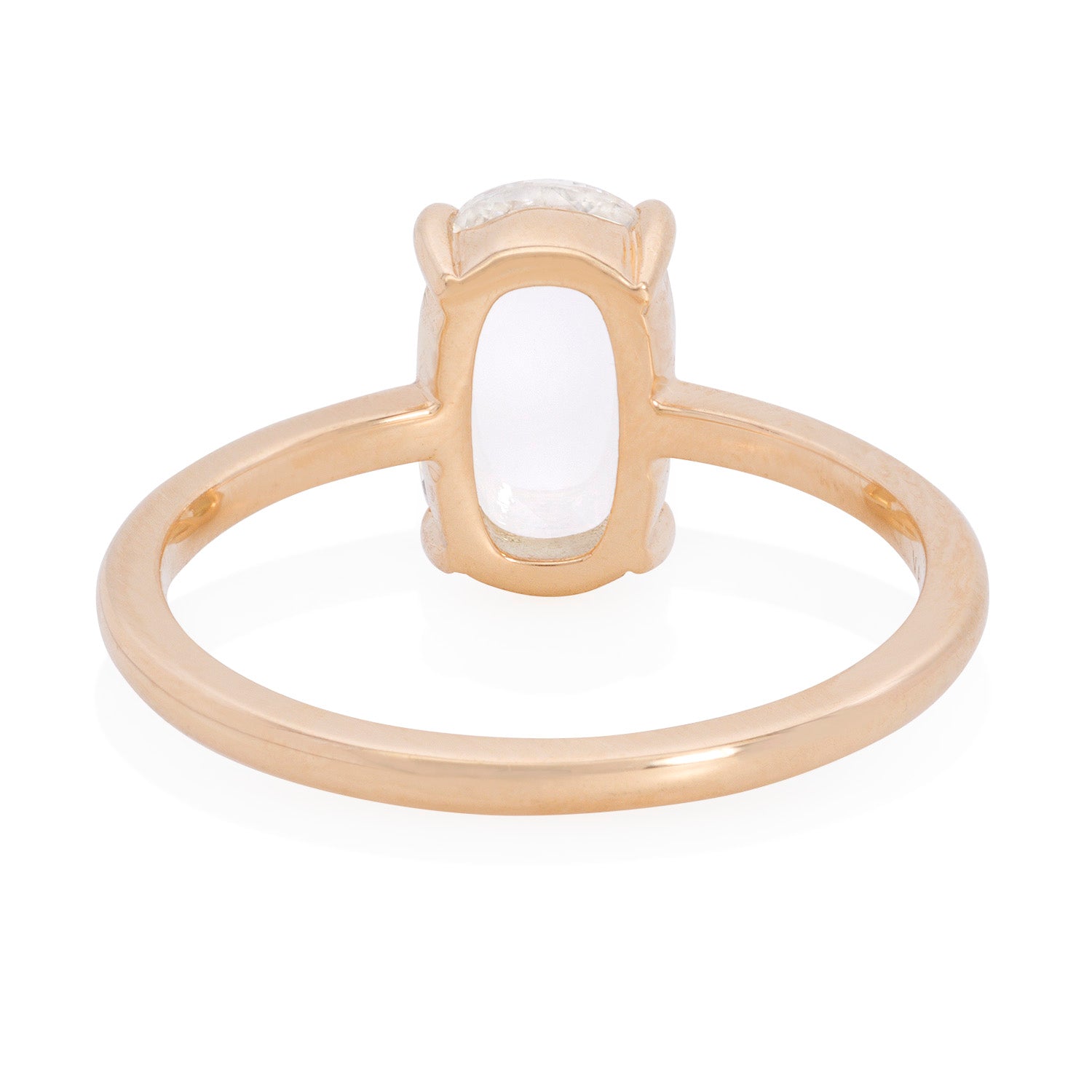Vale Jewelry OOAK 1.34 Carat Narrow Cushion Rose Cut White Diamond Ring in 18 Karat Yellow Gold Back View