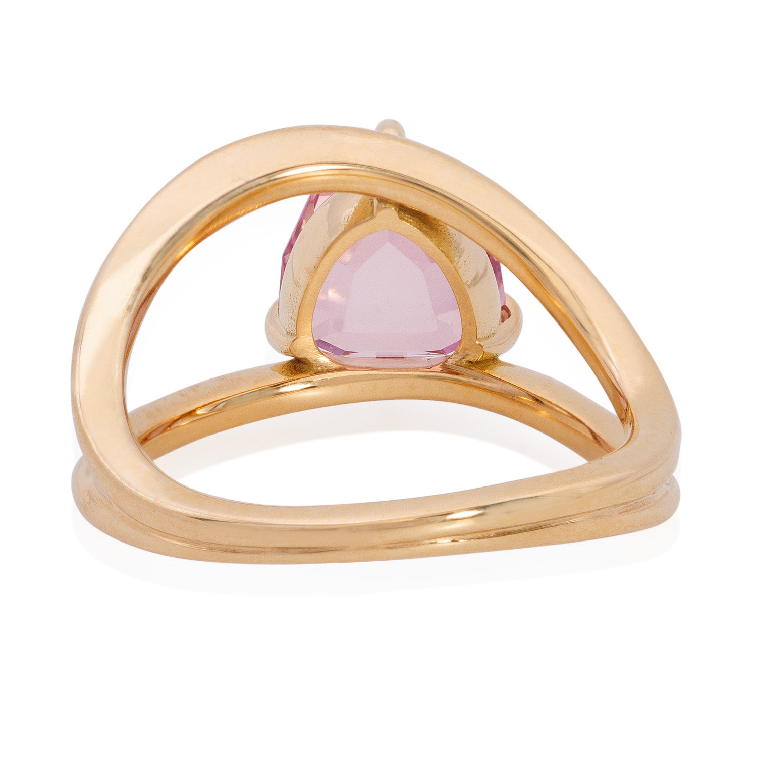 Vale Jewelry OOAK Top Notch Faceting Cut Garnet Ring in 18 Karat Yellow Gold Back View