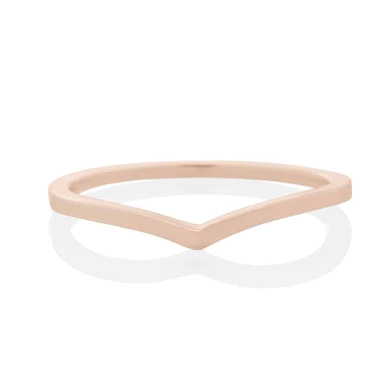 Vale Jewelry Plain Vesper Ring in 14 Karat Rose Gold Front View
