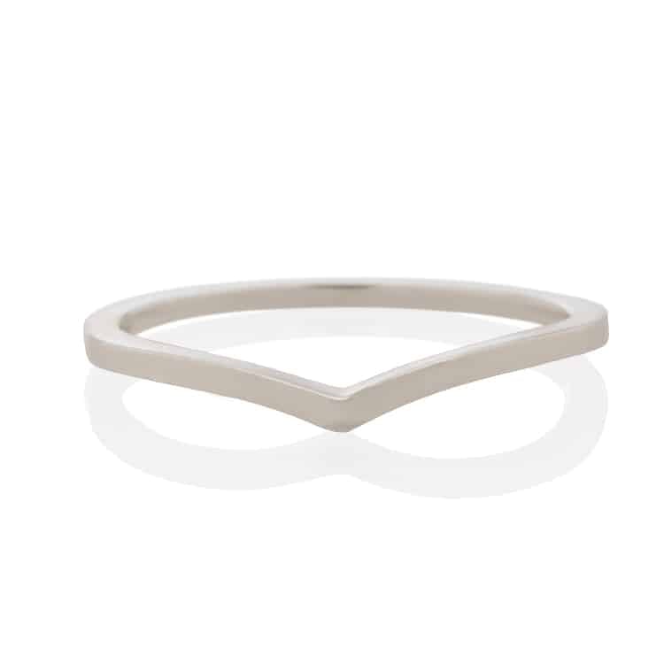 Vale Jewelry Plain Vesper Ring in 14 Karat White Gold Front View