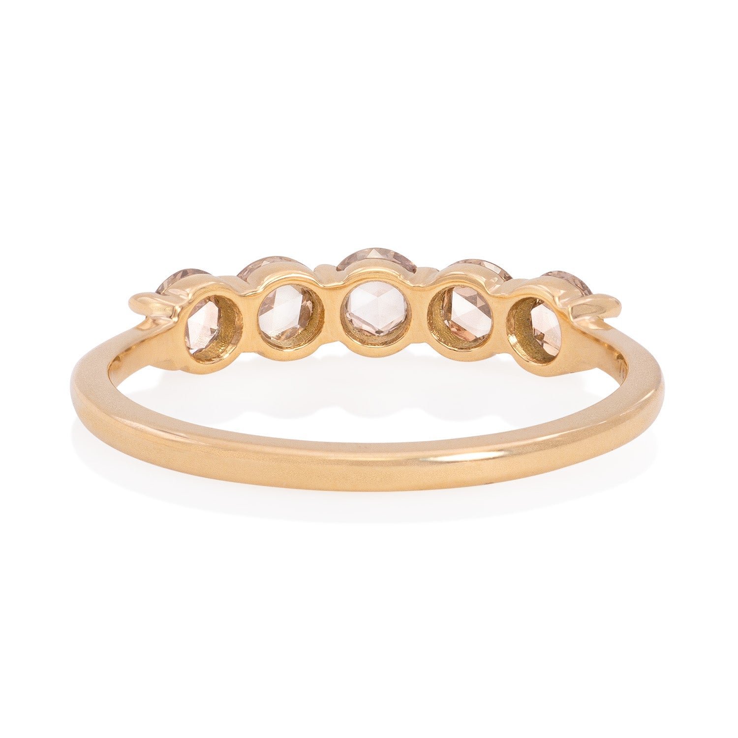 Vale Jewelry Roselle Ring with Champagne Rose Cut Round Diamonds in 14 Karat Yellow Gold Back View