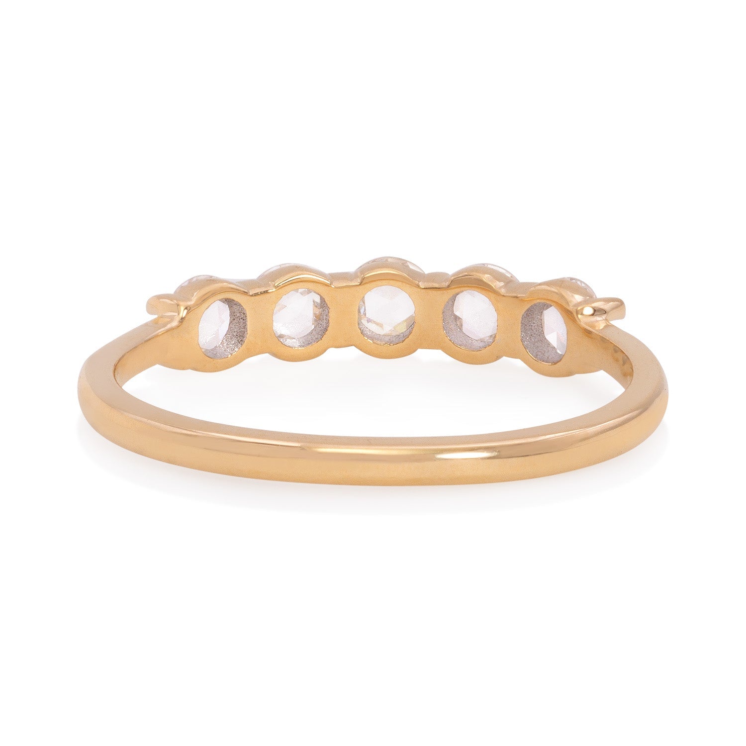 Vale Jewelry Roselle Ring with White Rose Cut Round Diamonds in 14 Karat Yellow Gold Back View