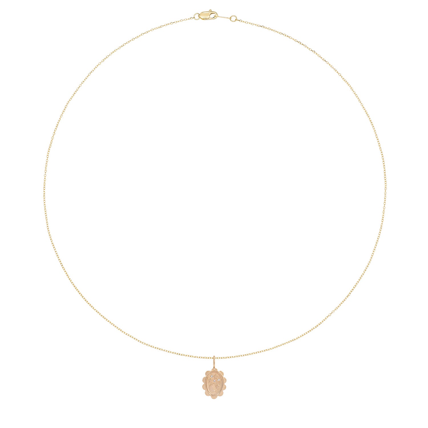Vale Jewelry Starlight Amulet Necklace with White Diamonds in 14 Karat Yellow Gold Full Circle