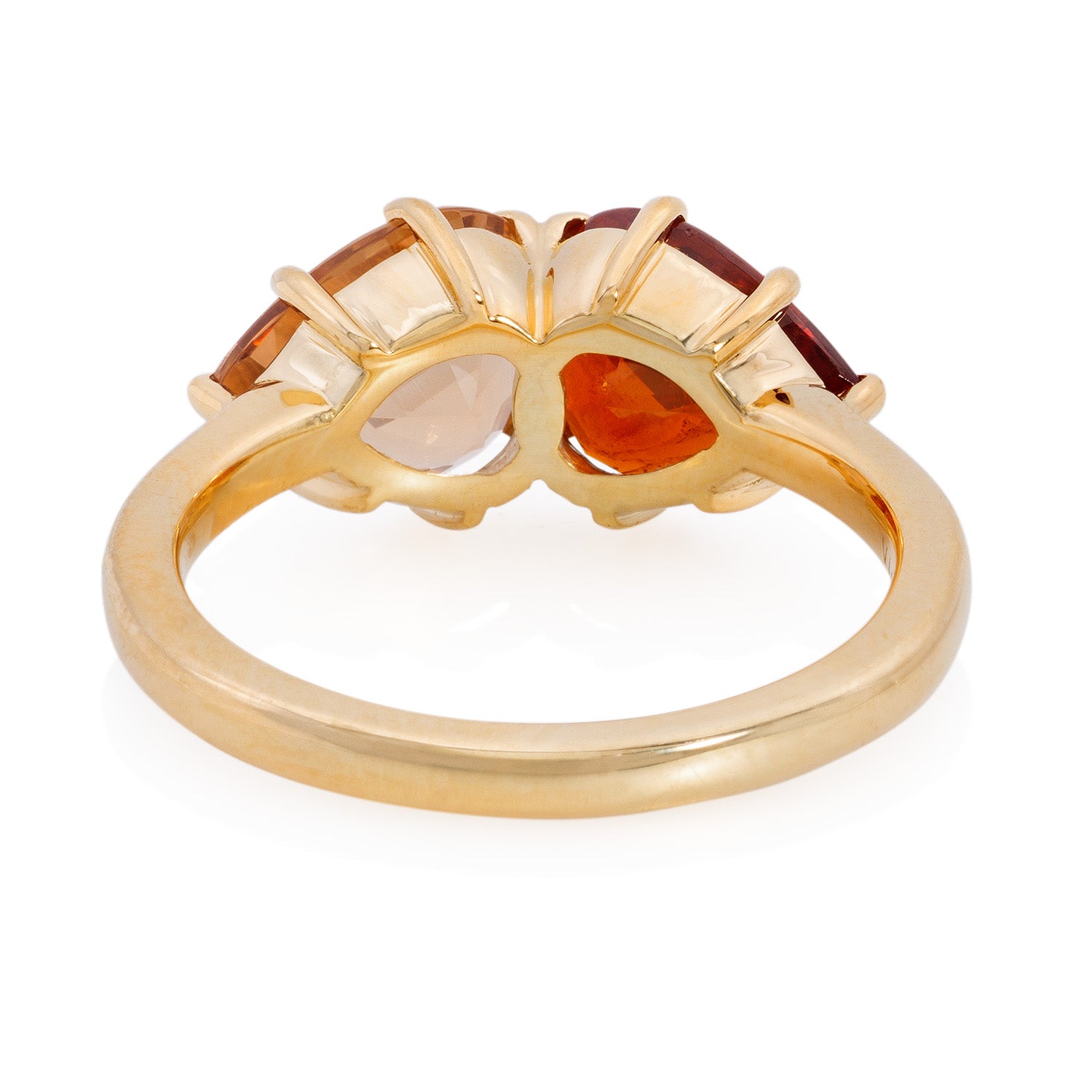 Vale Jewelry Toi Et Moi Spessartite Garnet Ring in 18 Karat Yellow Gold Back View