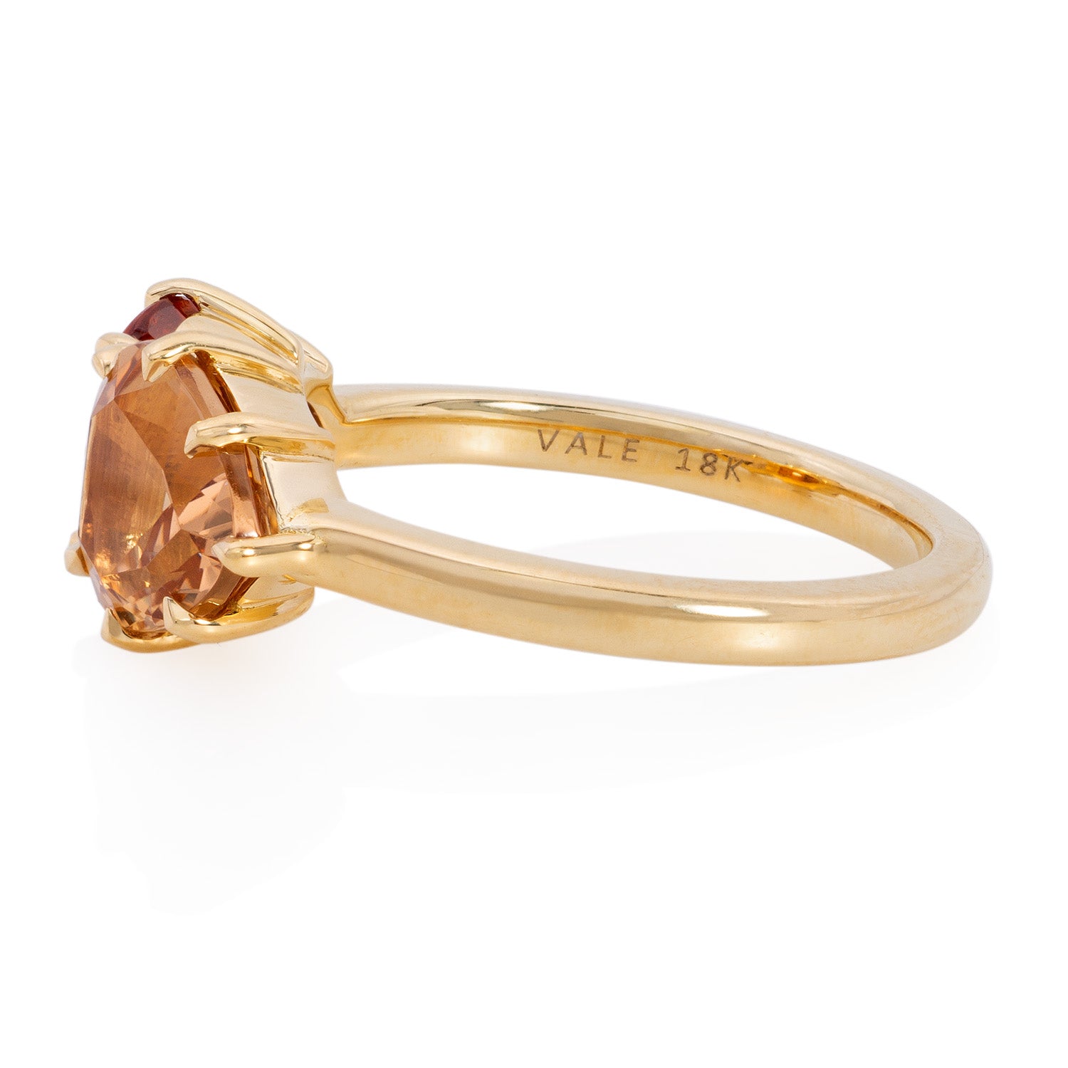 Vale Jewelry Toi Et Moi Spessartite Garnet Ring in 18 Karat Yellow Gold Side View