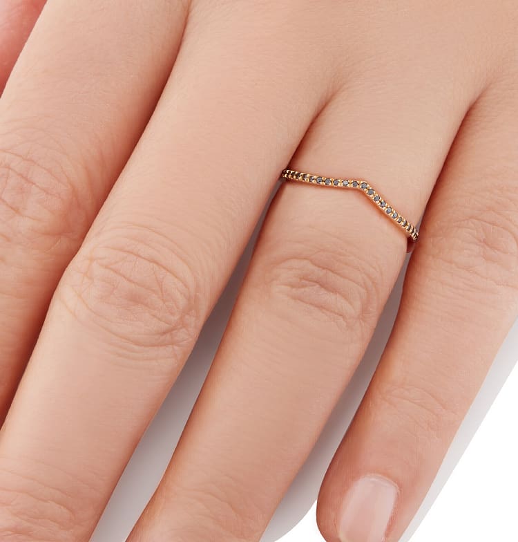 Vale Jewelry Vesper Ring with Black Diamonds in 14 Karat Yellow Gold Hand View