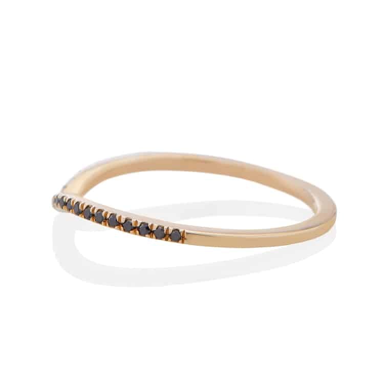 Vale Jewelry Vesper Ring with Black Diamonds in 14 Karat Yellow Gold Side View