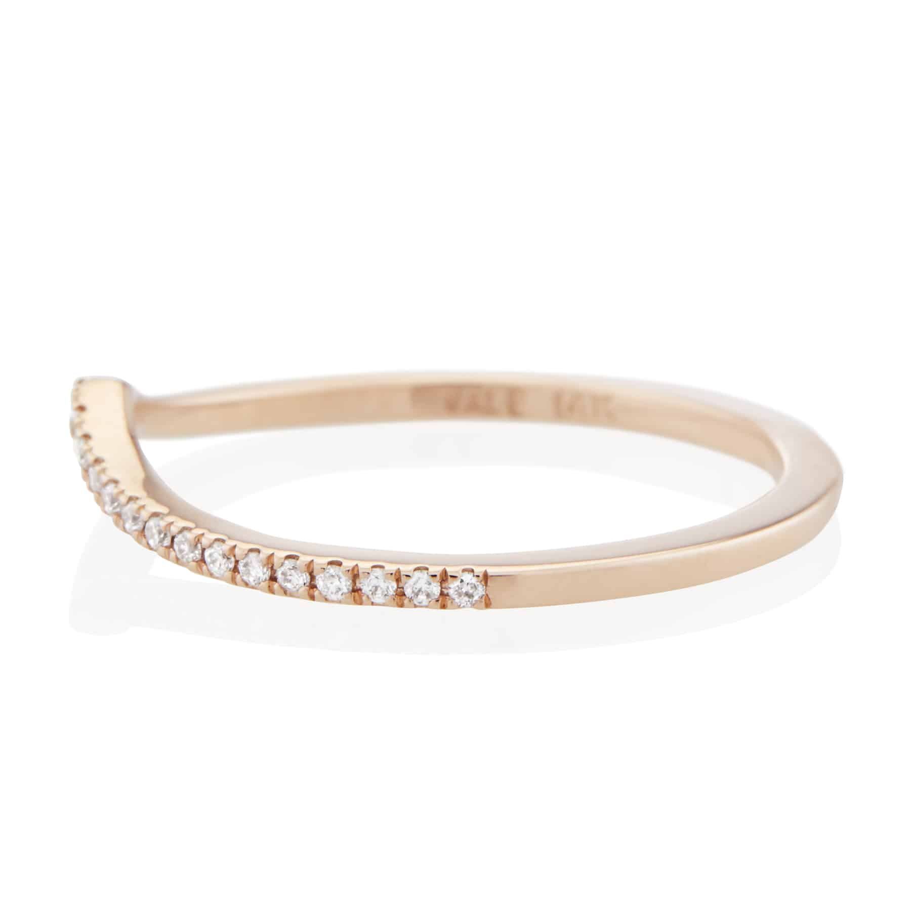 Vale Jewelry Vesper Ring with White Diamonds in 14 Karat Rose Gold Side View