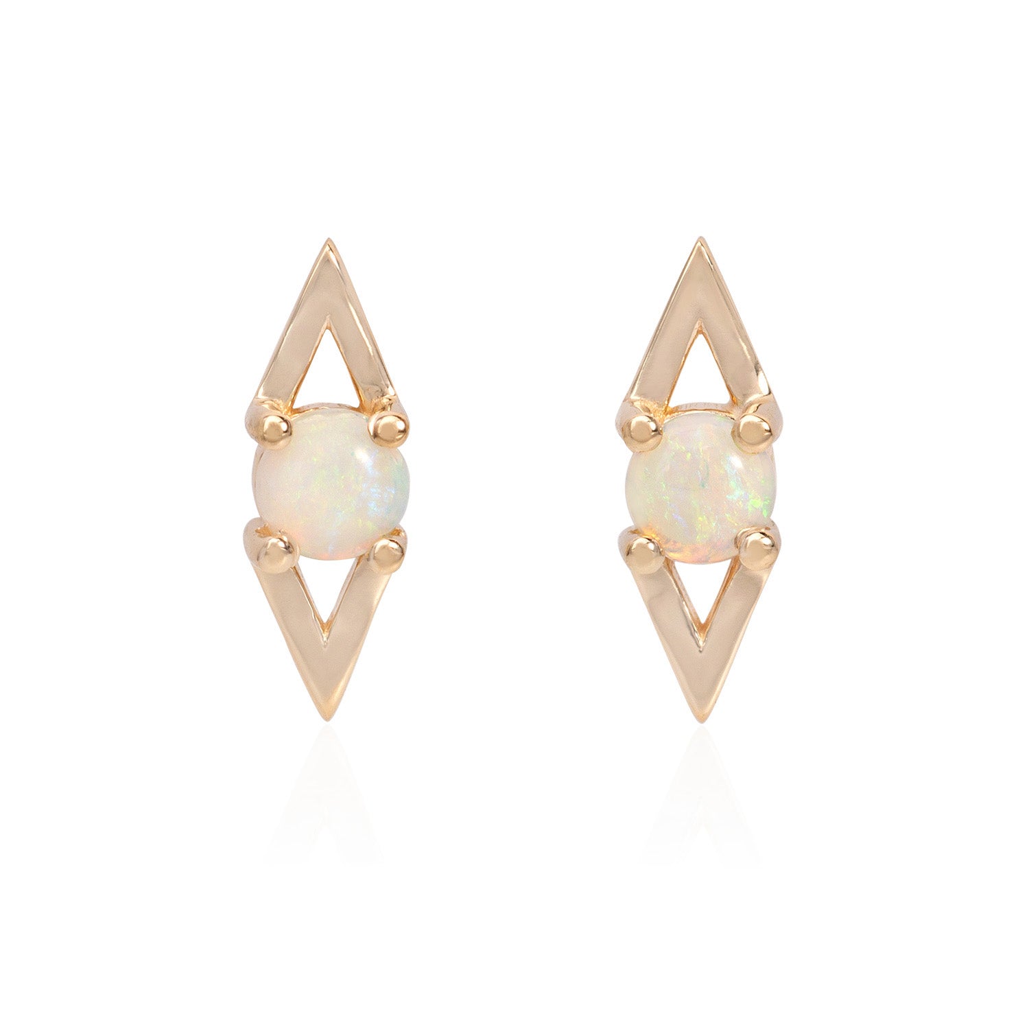 Vale Jewelry Victoire Earrings with Opal in 14 Karat Yellow Gold Front View