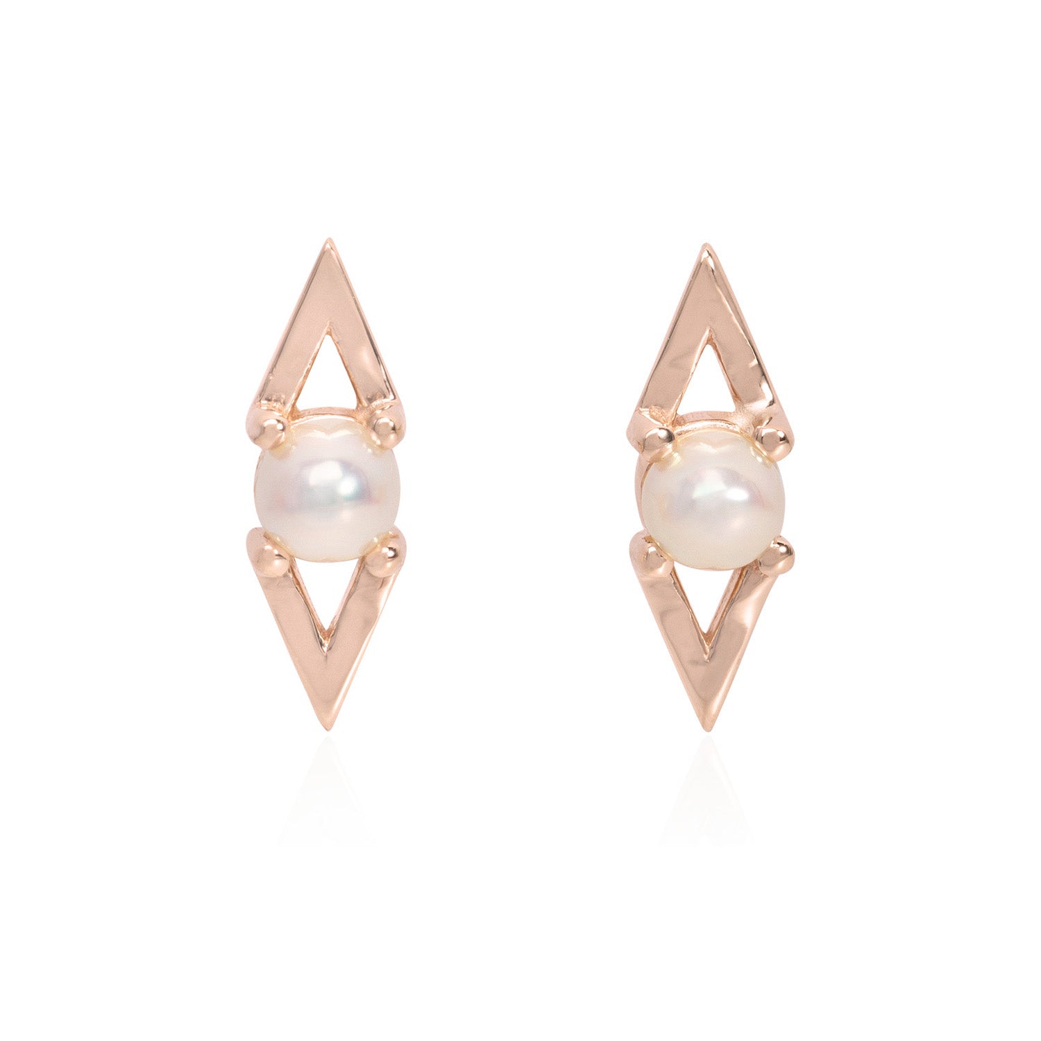 Vale Jewelry Victoire Earrings with Pearl in 14 Karat Rose Gold Front View