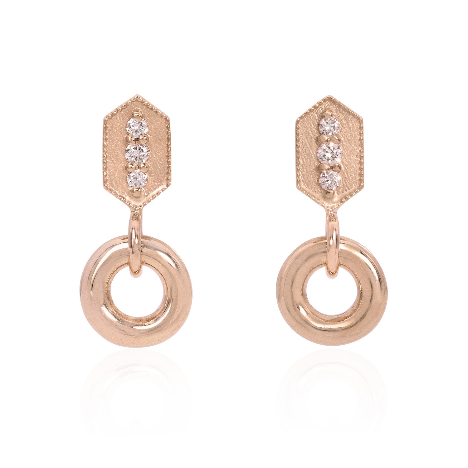 Vale Jewelry Verrine Door Knocker Earrings White Diamonds Rose Gold Front View