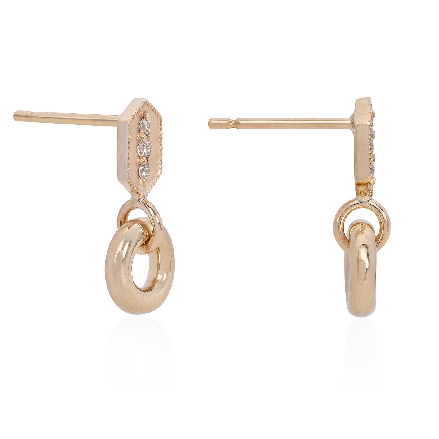 Vale Jewelry Verrine Door Knocker Earrings White Diamonds Yellow Gold Side View