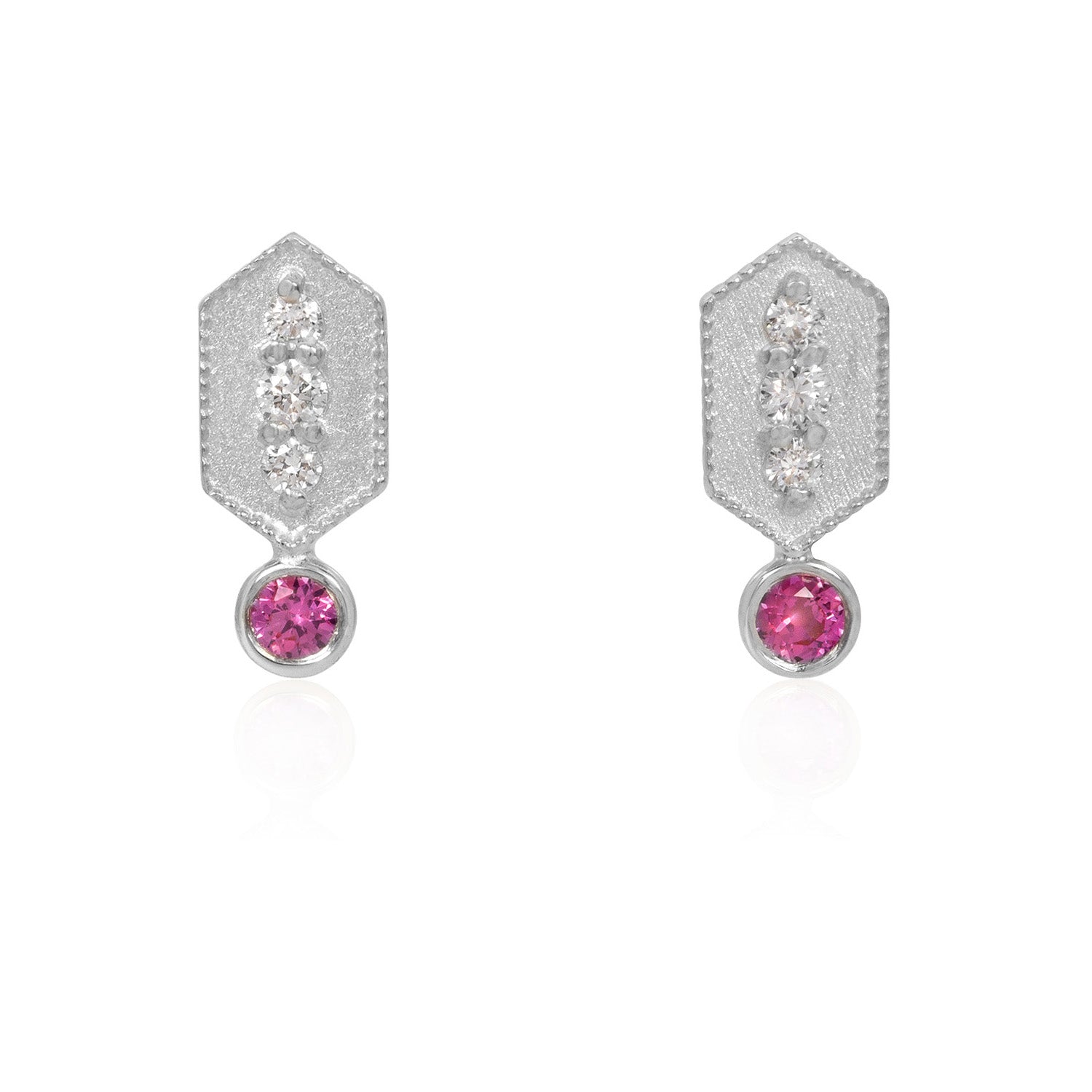 Vale Jewelry Verrine Earrings with Ruby Drop White Diamonds White Gold Front View