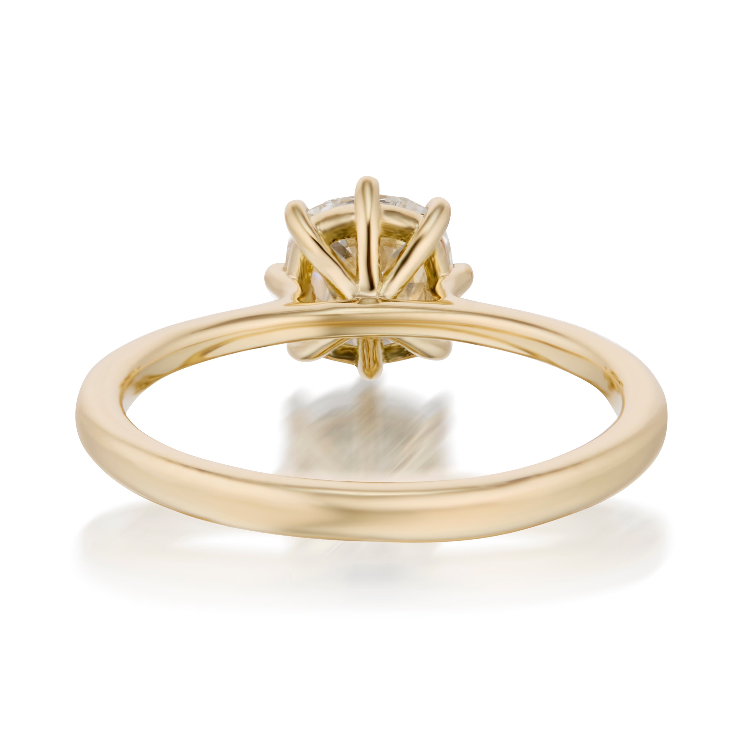 Vale Jewelry 1.20 Carat Old Mine Cut Diamond Marlowe Ring Back View Yellow Gold