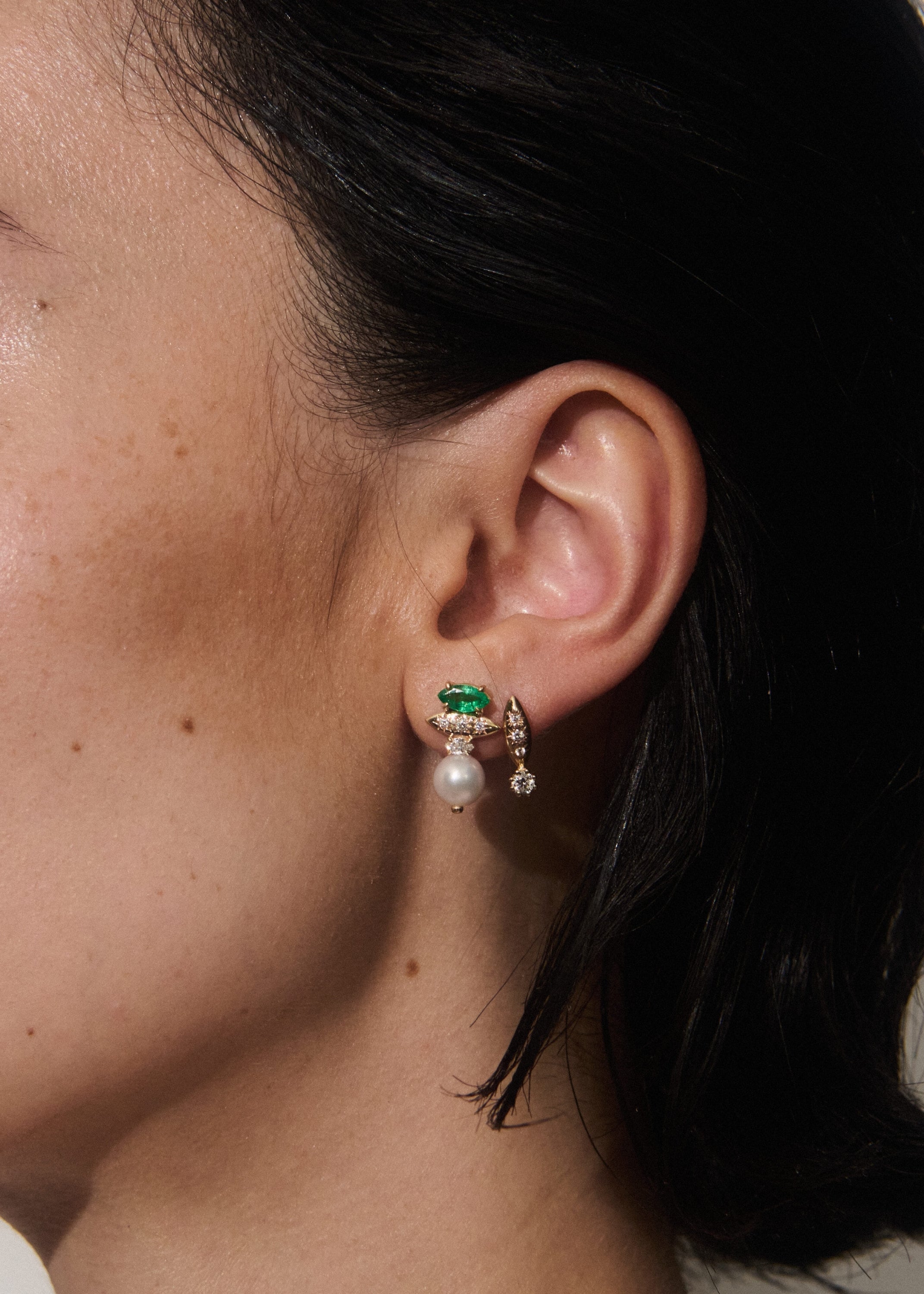 Rainfall Marquise Earrings with Round Diamonds