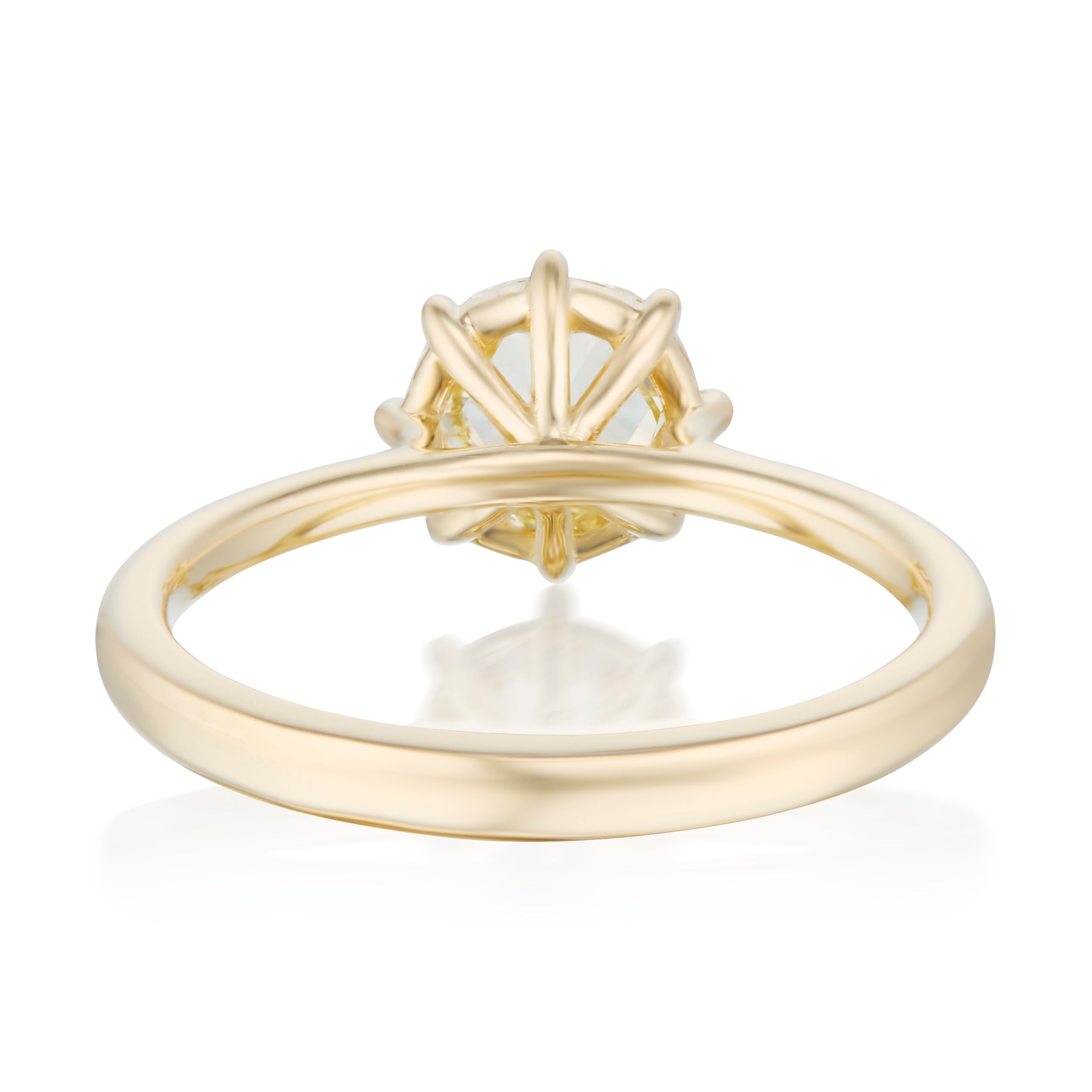 1.20 Carat Round Rose Cut Diamond Marlowe Ring in Yellow Gold Back View by Vale Jewelry