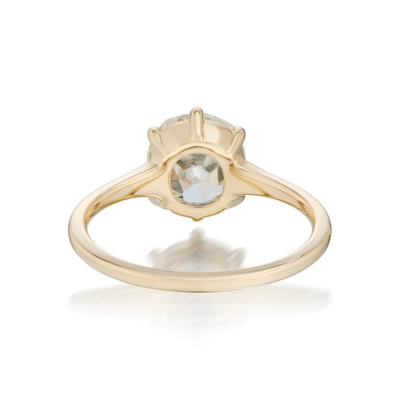 Vale Jewelry 2.27 Carat Old Mine Cut Diamond Solitaire Delaney Ring in 18K Yellow Gold Back View