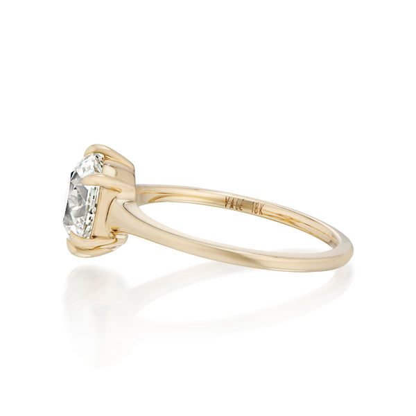 2.27 Carat Old Mine Cut Diamond Solitaire Delaney Ring in 18K Yellow Gold Side View Vale Jewelry