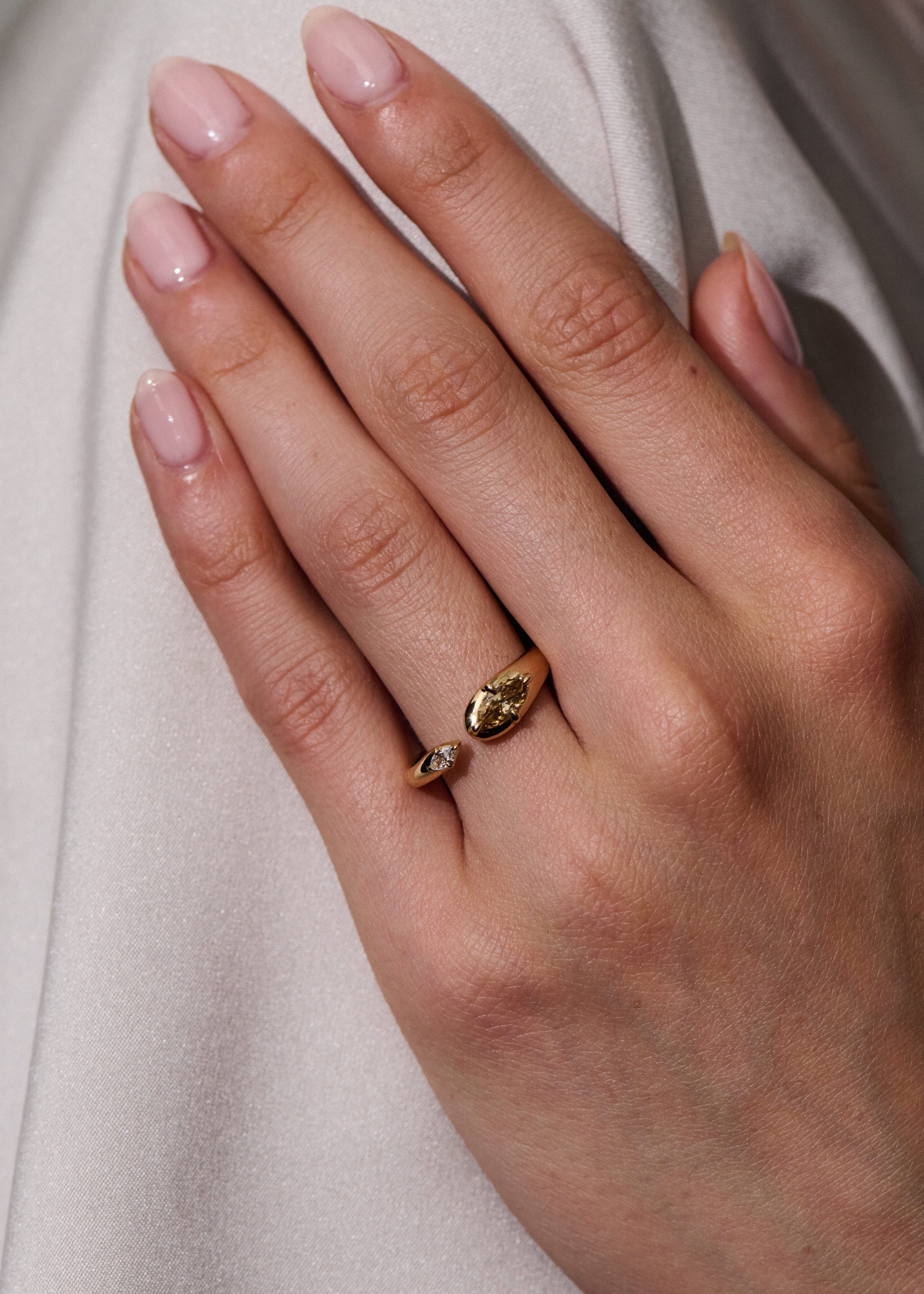 Rainfall Open Marquise Cut Diamond Ring