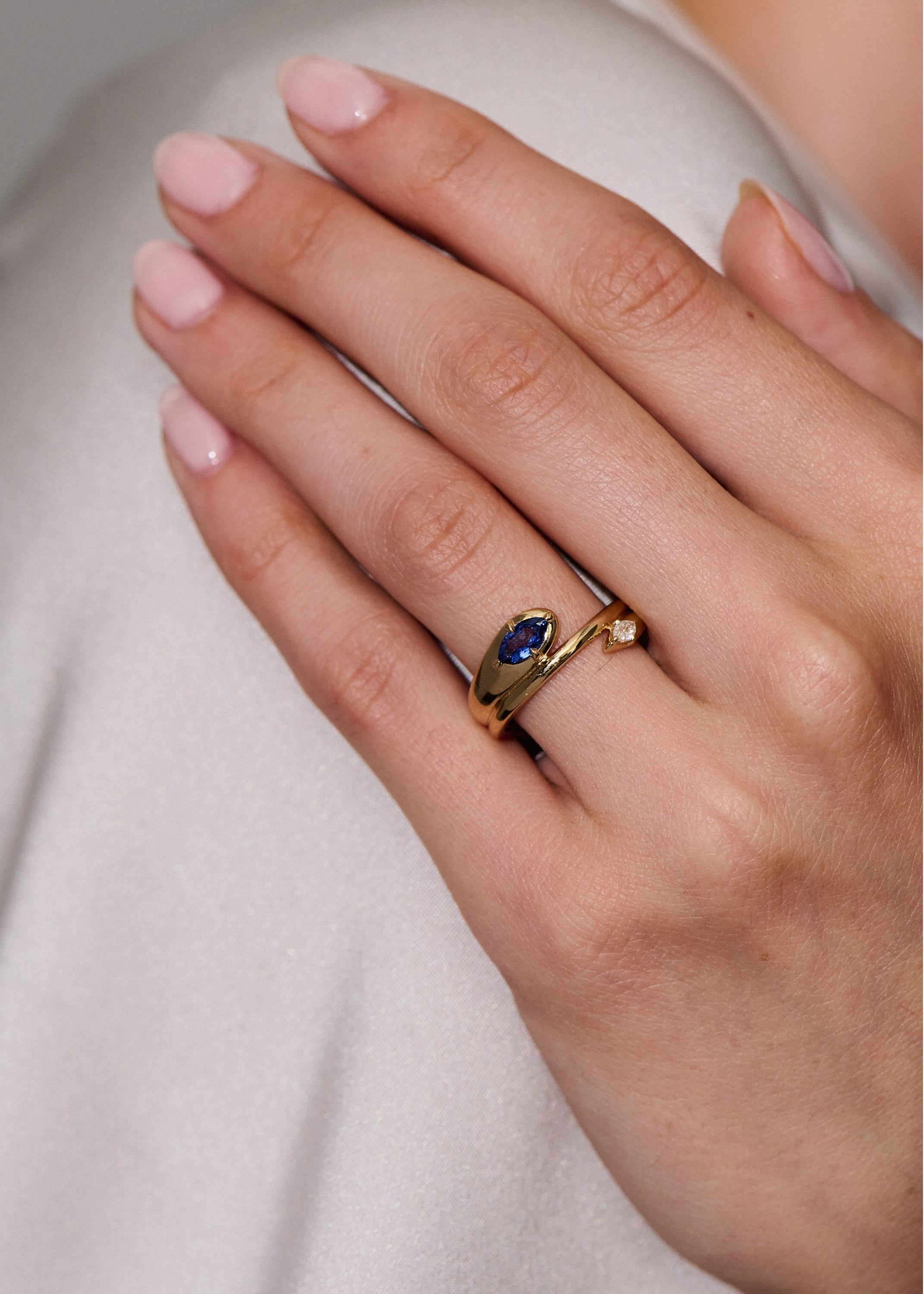 Rainfall Double Marquise Sapphire Coil Ring